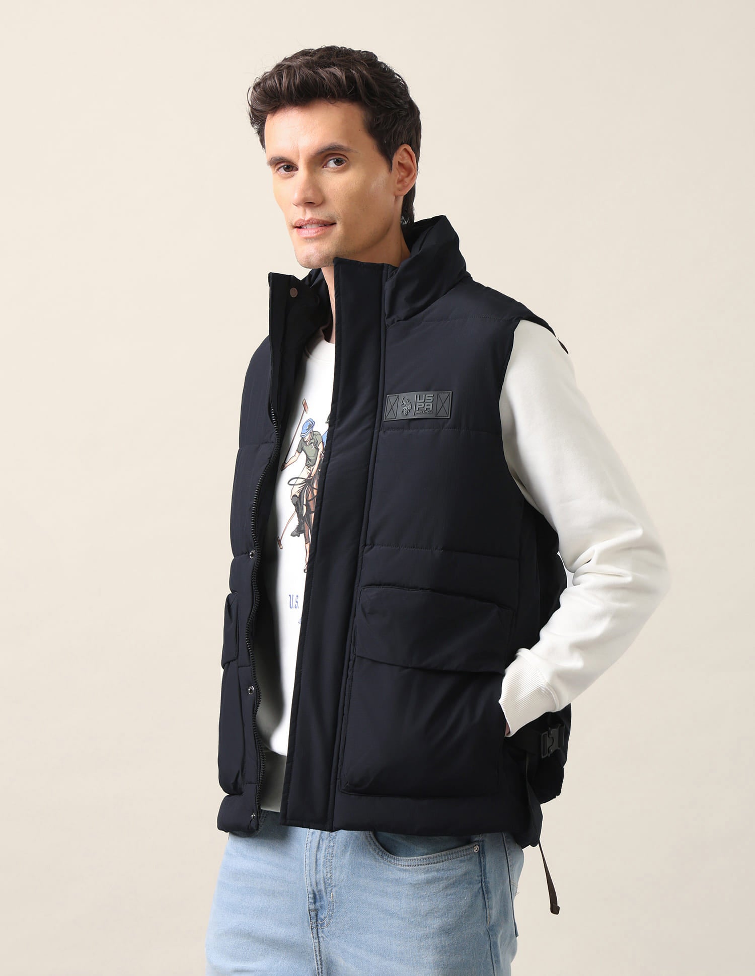 Regular Fit Solid Padded Jacket