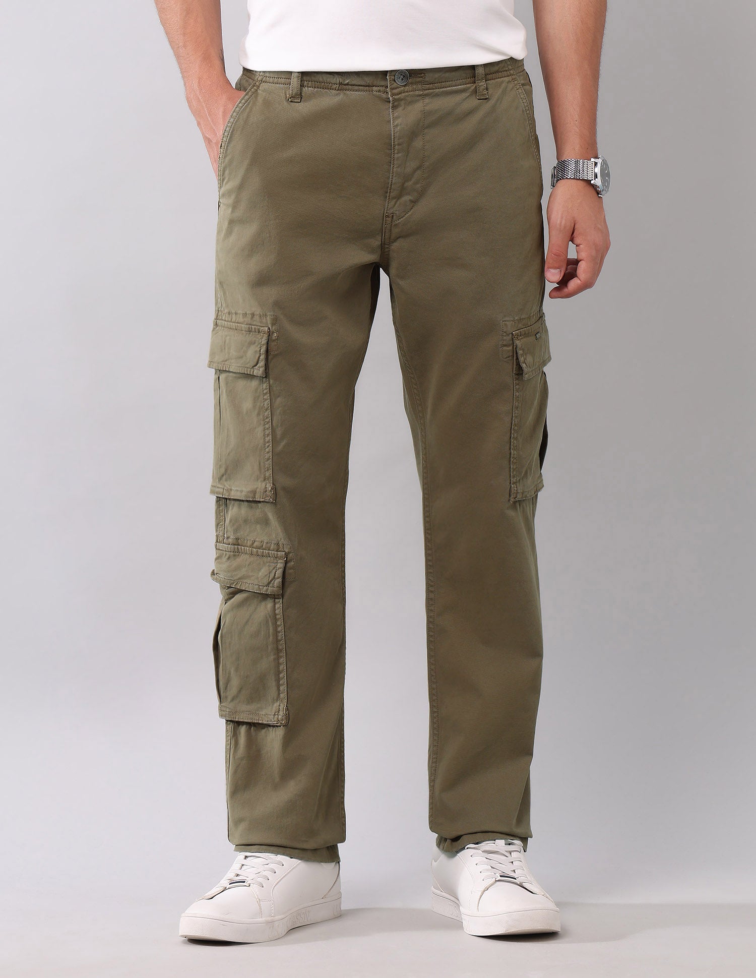Mid Rise Twill Straight Fit Cargos Tan - U.S. Polo Assn. India | Large
