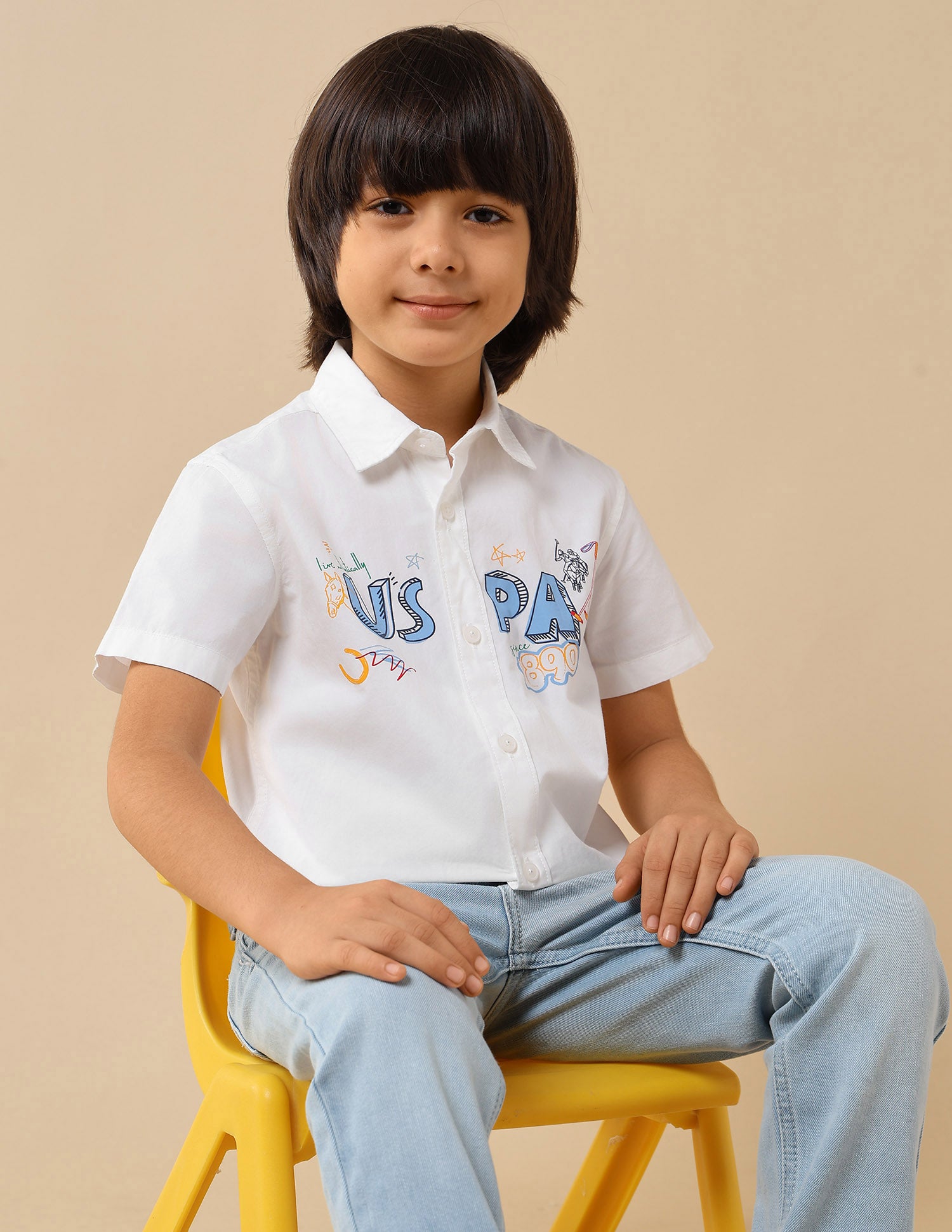 Boys Graphic Brand Printed Regular Fit Shirt