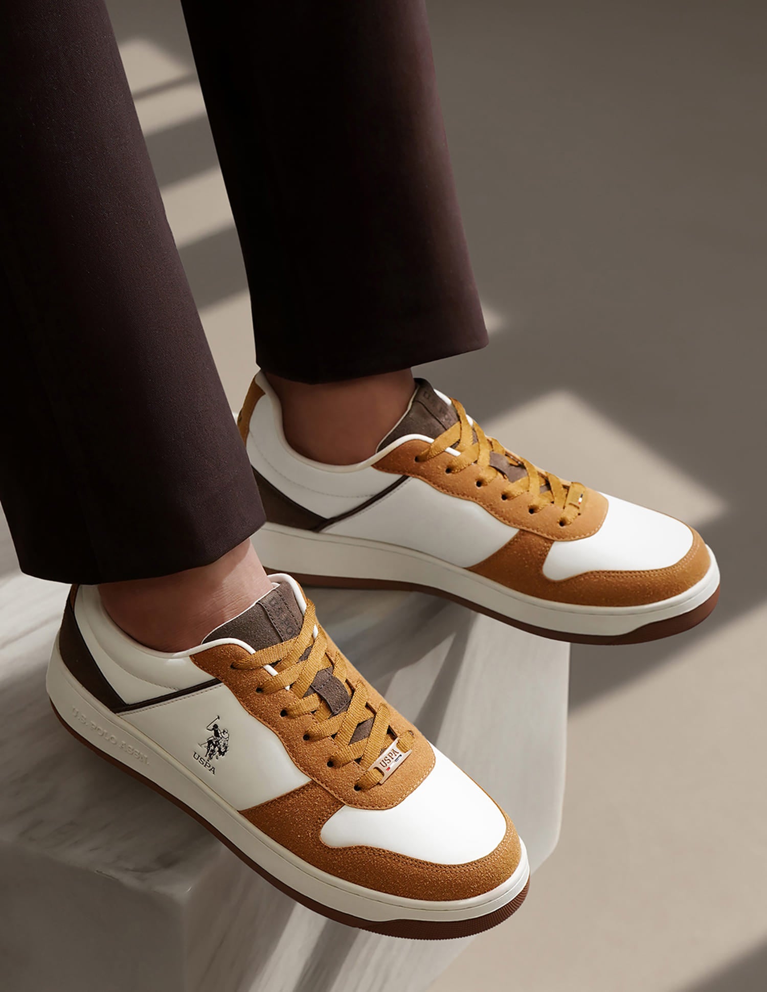 Men Joan Colourblocked Sneakers Tan - U.S. Polo Assn. India | Large
