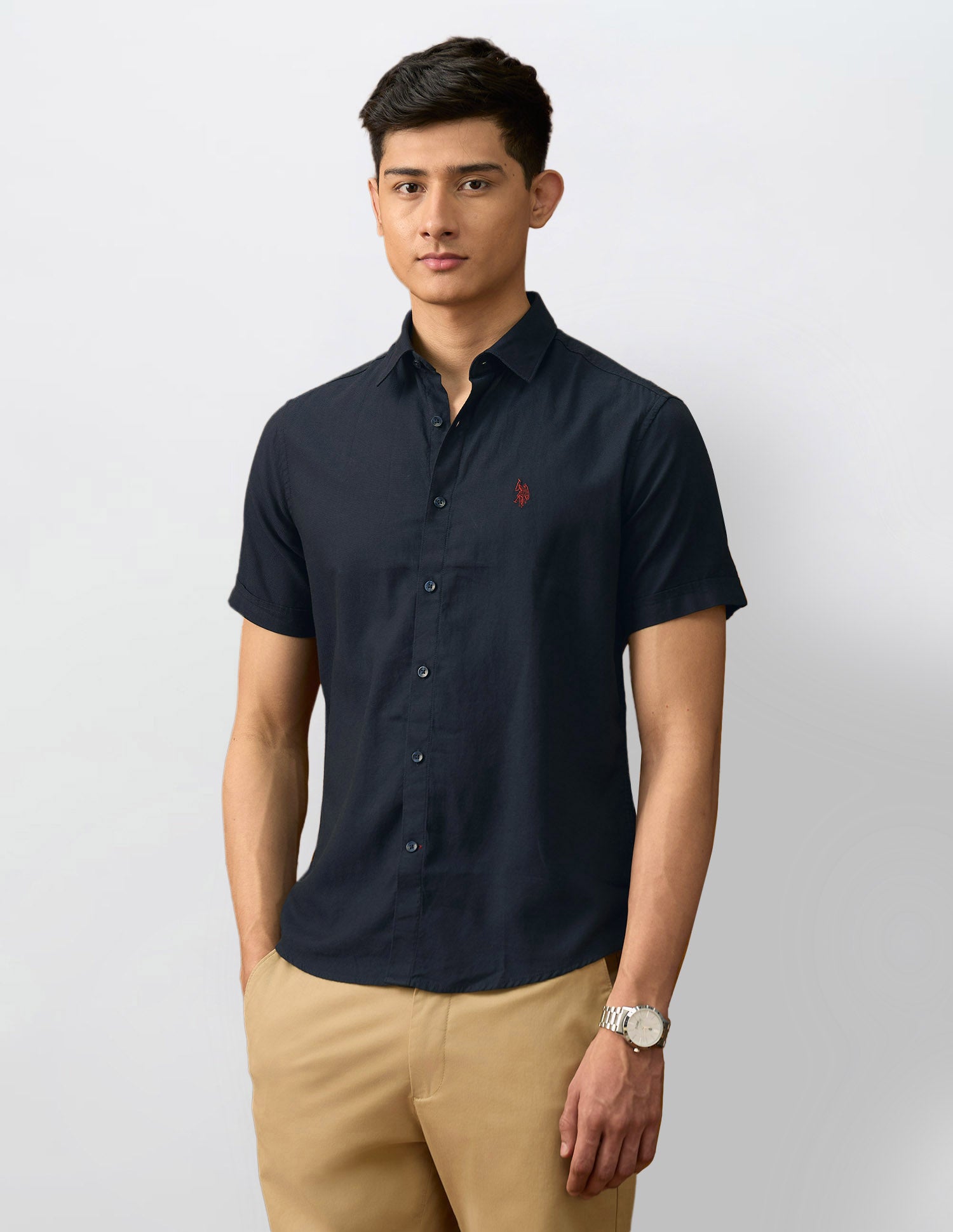 Textured Dobby Varsity Shirt