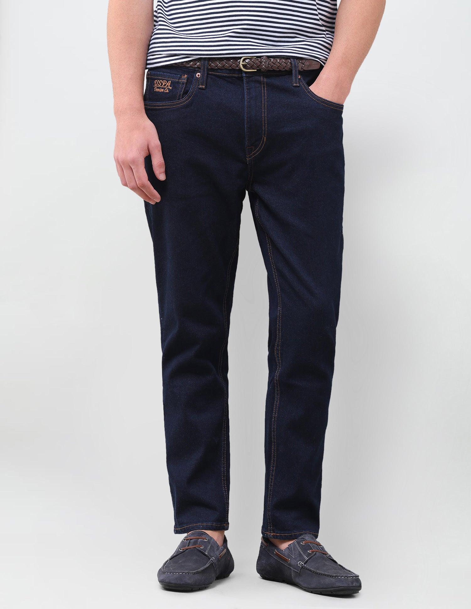 Cole Comfort Cropped Fit Blue Jeans Dark Indigo - U.S. Polo Assn. India | Large