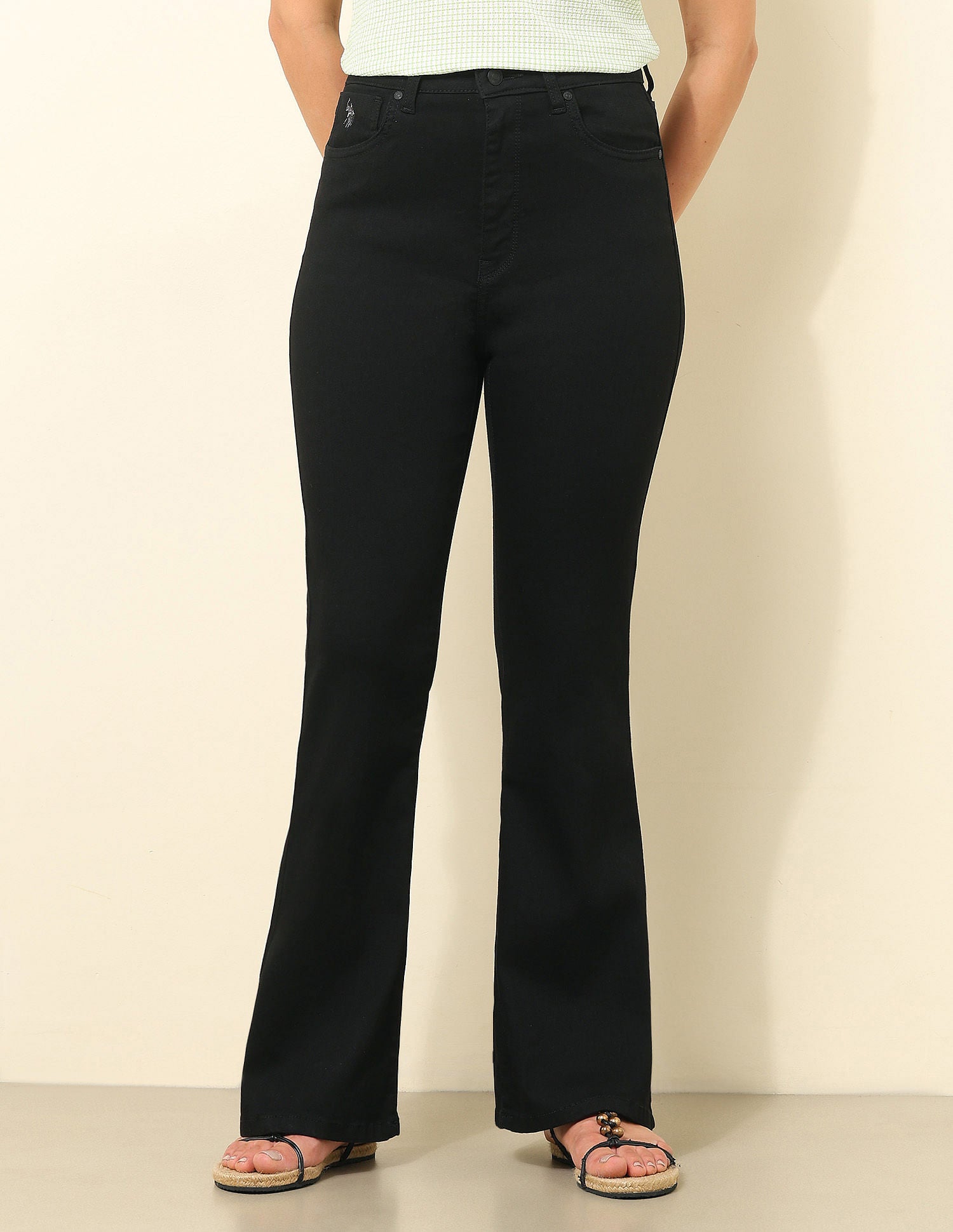 Ultra-High Rise Flared Fit Jeans Rinse Black - U.S. POLO ASSN. | Large