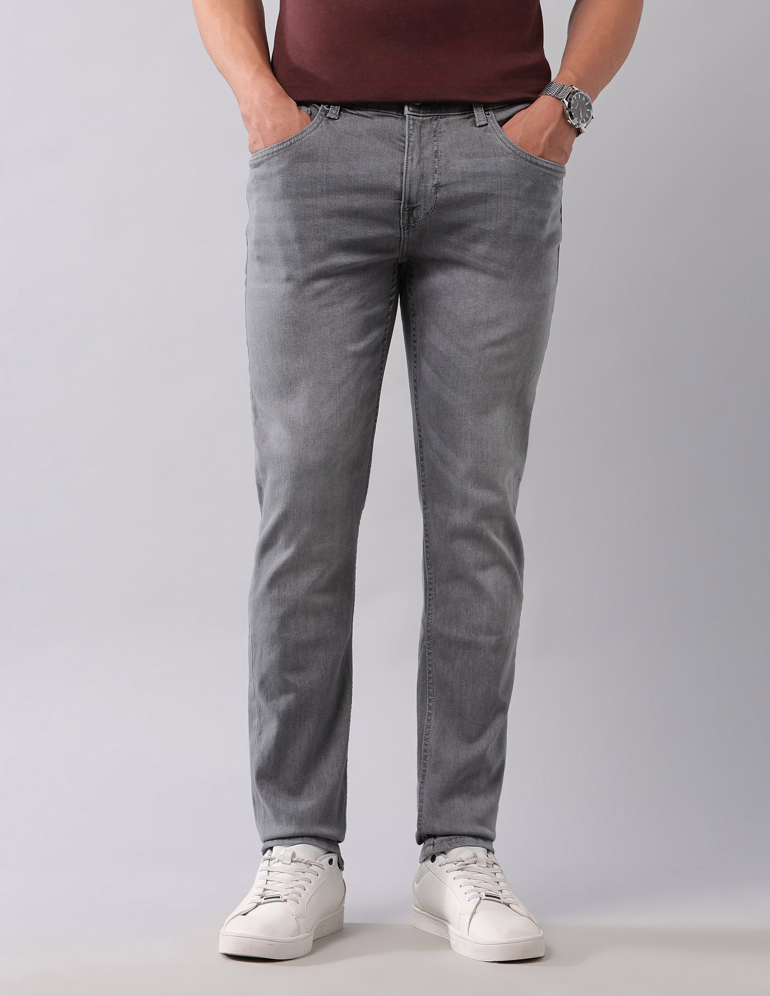 Brandon Slim Tapered Fit Grey Jeans Grey - U.S. Polo Assn. India | Large
