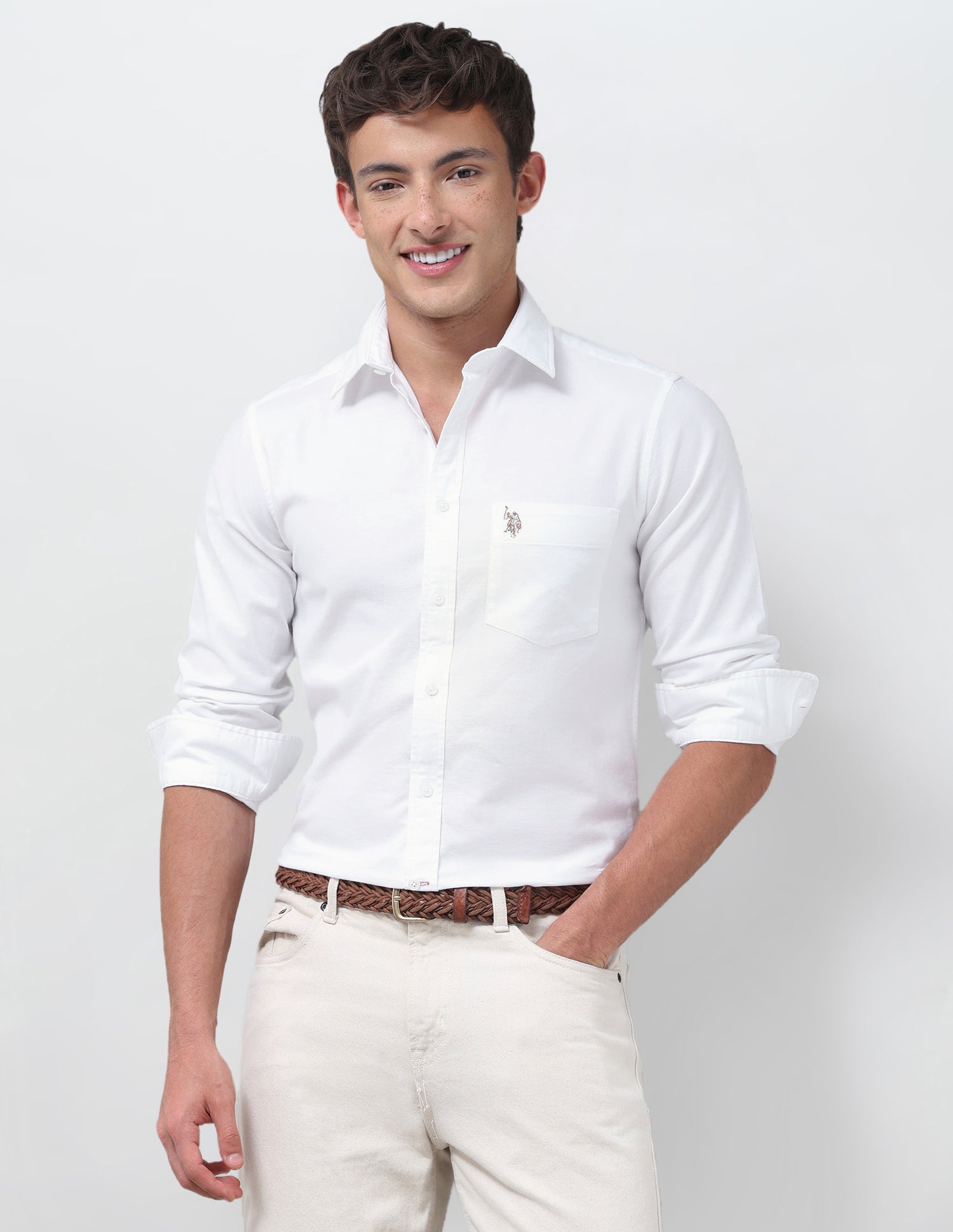 Tailored Fit Oxford Shirt White - U.S. Polo Assn. India | Large