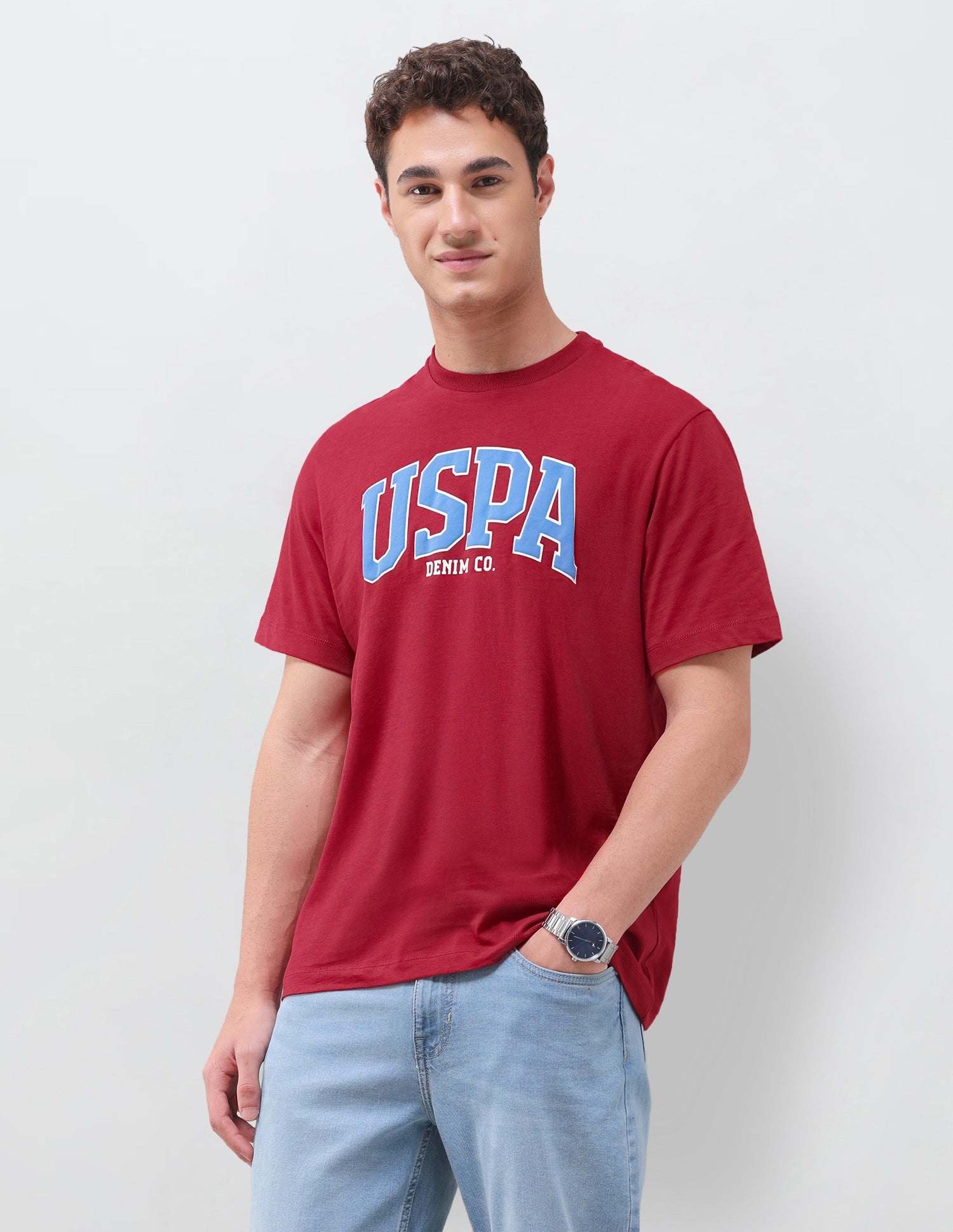 Brand Printed Relaxed Fit T-Shirt Red - U.S. Polo Assn. India | Large