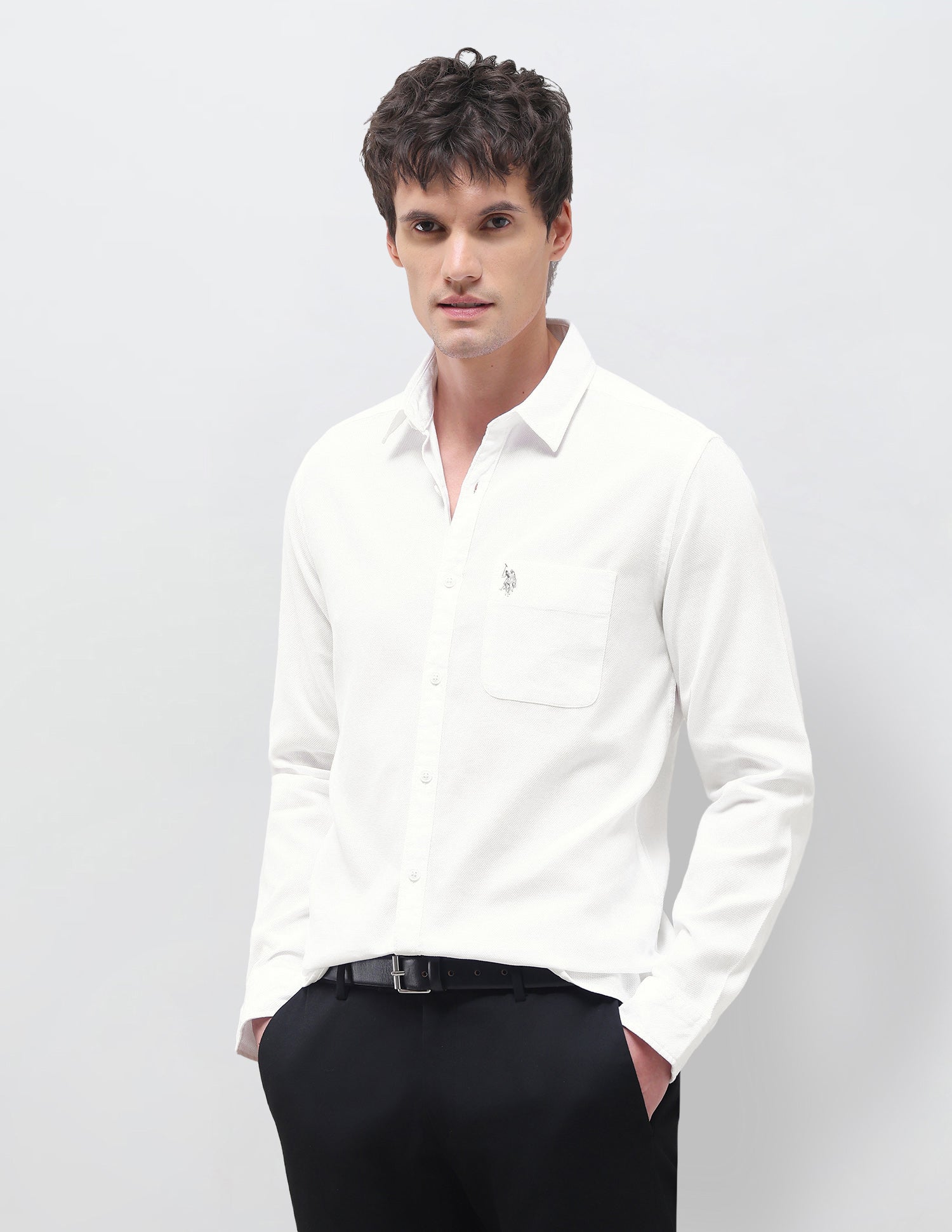 Twill Solid Shirt White - U.S. Polo Assn. India | Large