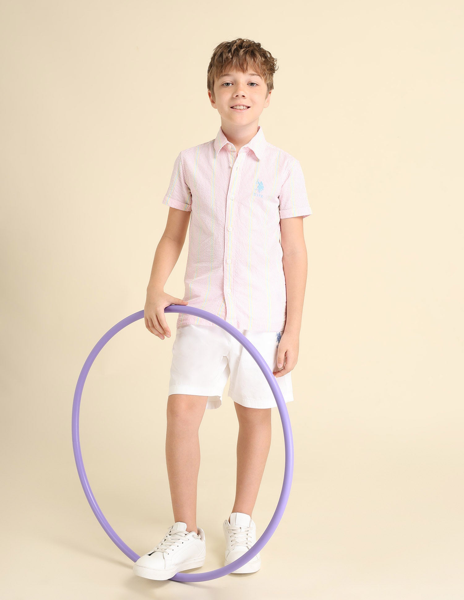 Boys Vertical Striped Boxy Fit Shirt