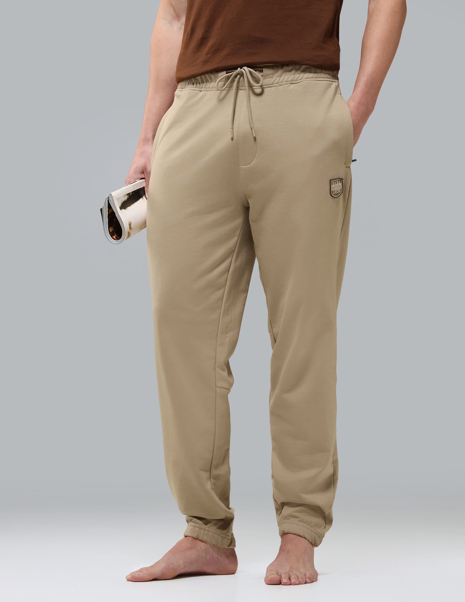 Breathable Relaxed Fit OJ010 Lounge Joggers Beige - U.S. Polo Assn. India | Large