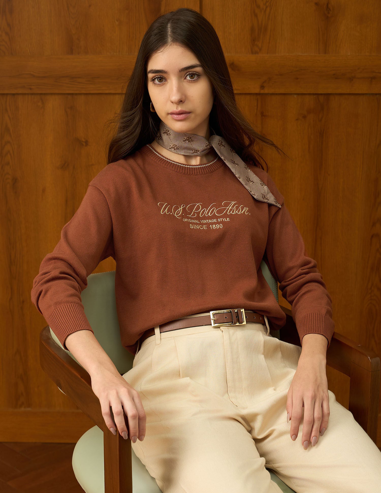 Regular Fit Brand Printed Sweater