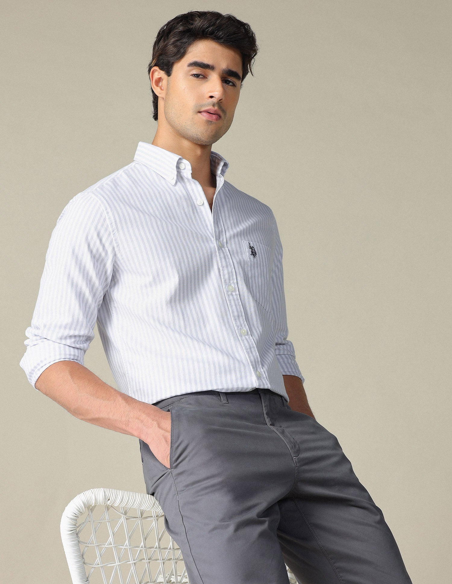 Vertical Striped Button Down Shirt