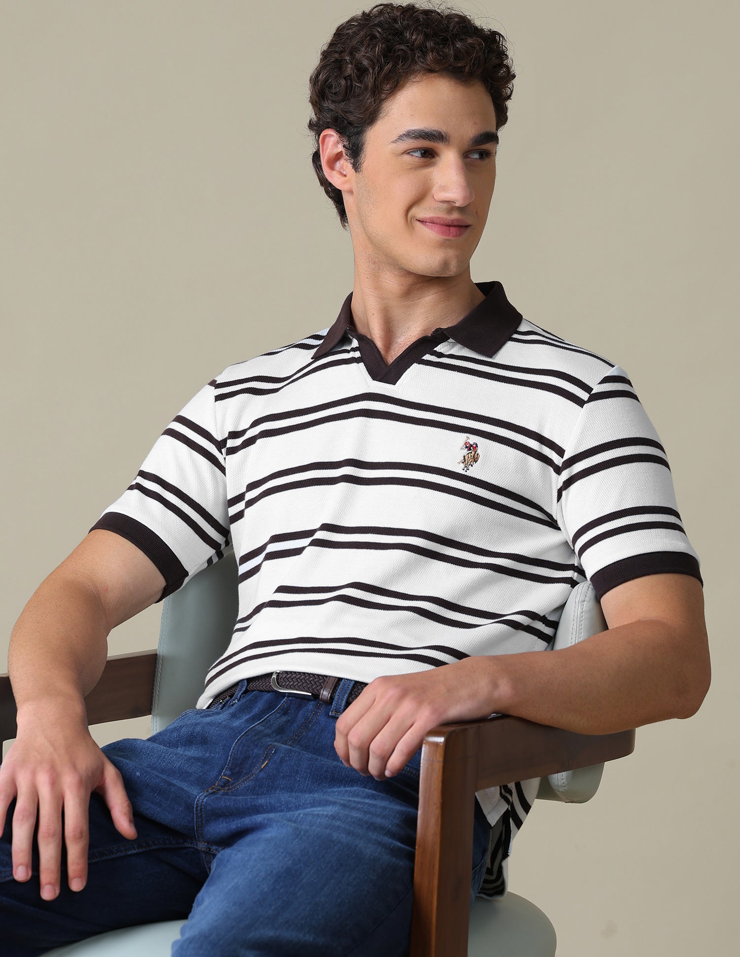 Horizontal Striped Regular Fit Polo Shirt