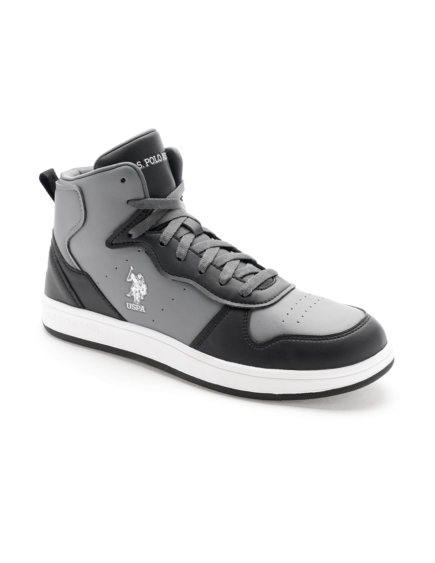 Men Rowan 2.0 Grey Retro Court Mid Top  Sneakers Grey - U.S. Polo Assn. India | Large