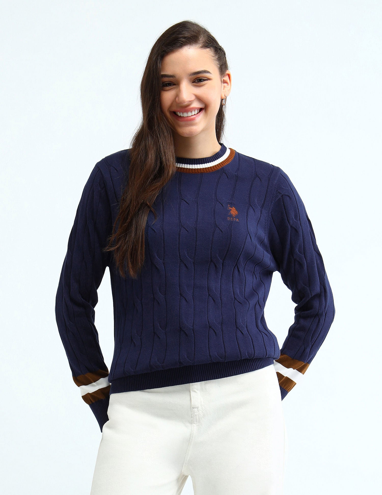 Regular Fit Cable Knit Sweater