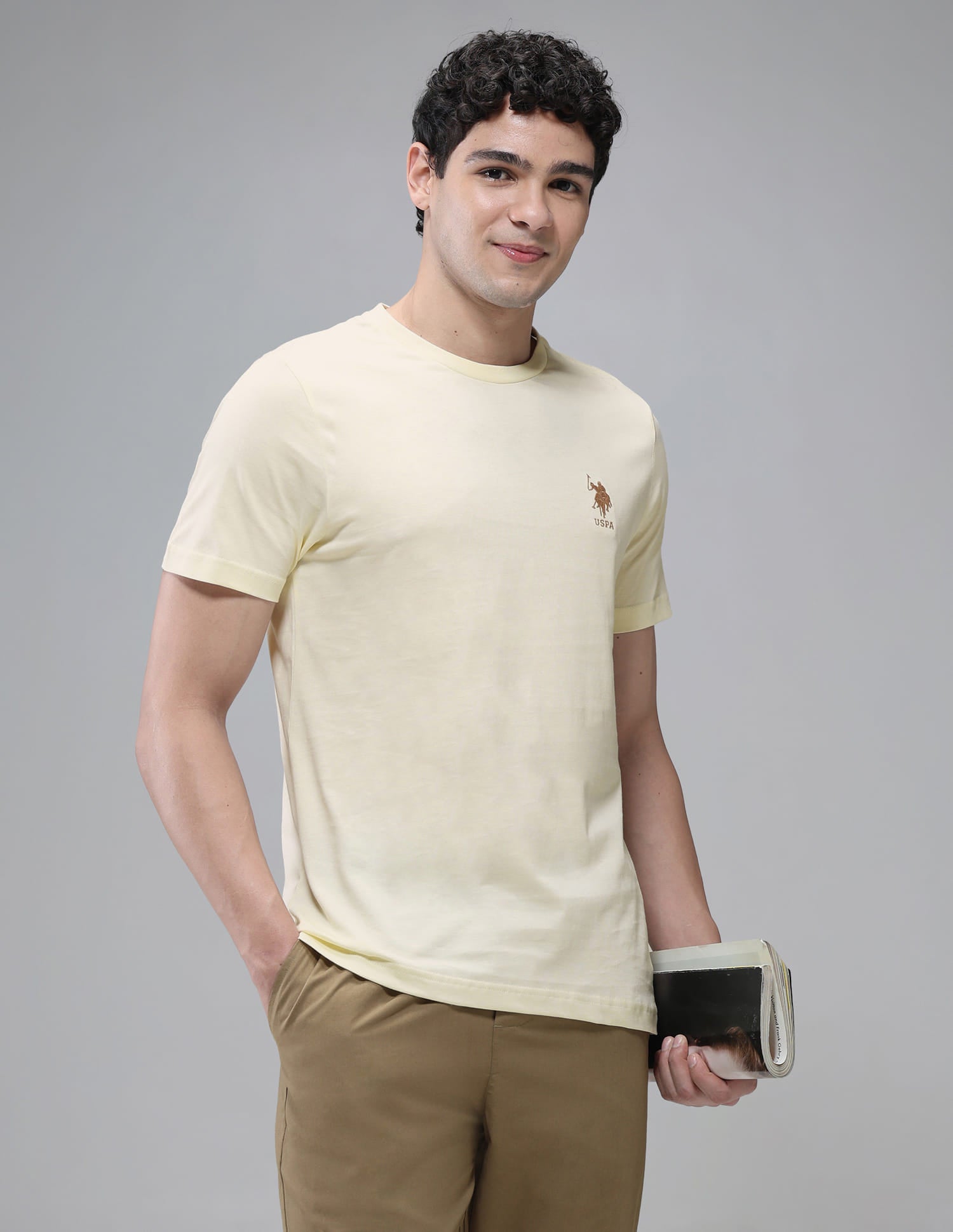 Pure Cotton Comfort Fit I633 Lounge T-Shirt - Pack Of 1 Off White - U.S. Polo Assn. India | Large