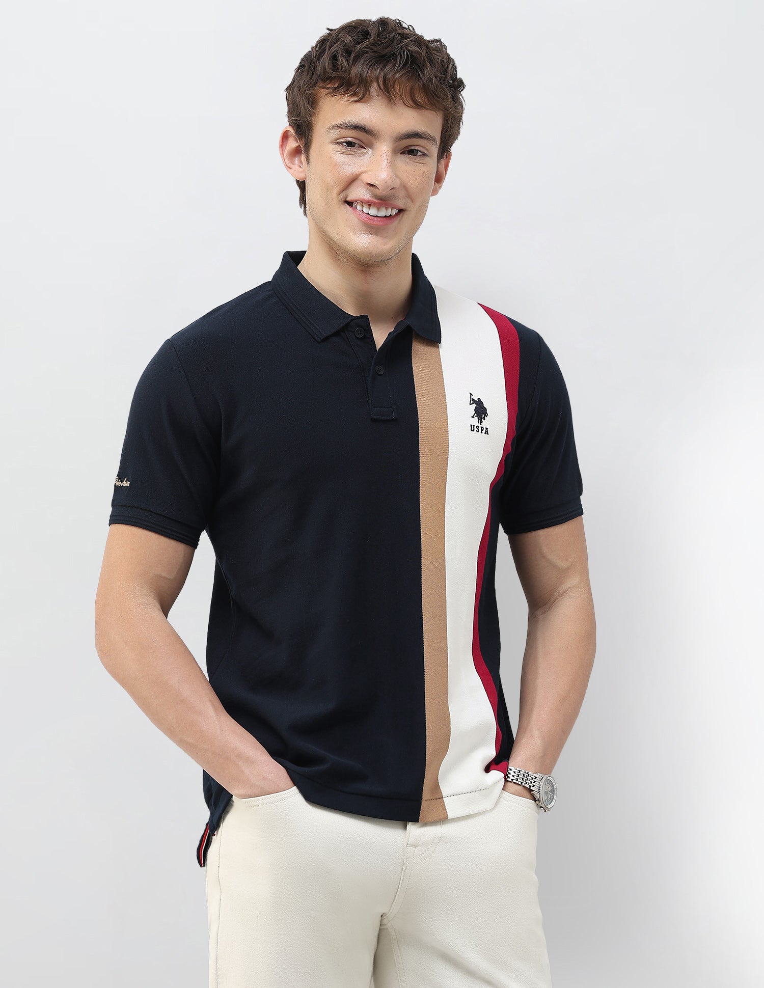 Colourblocked Slim Fit Polo Shirt