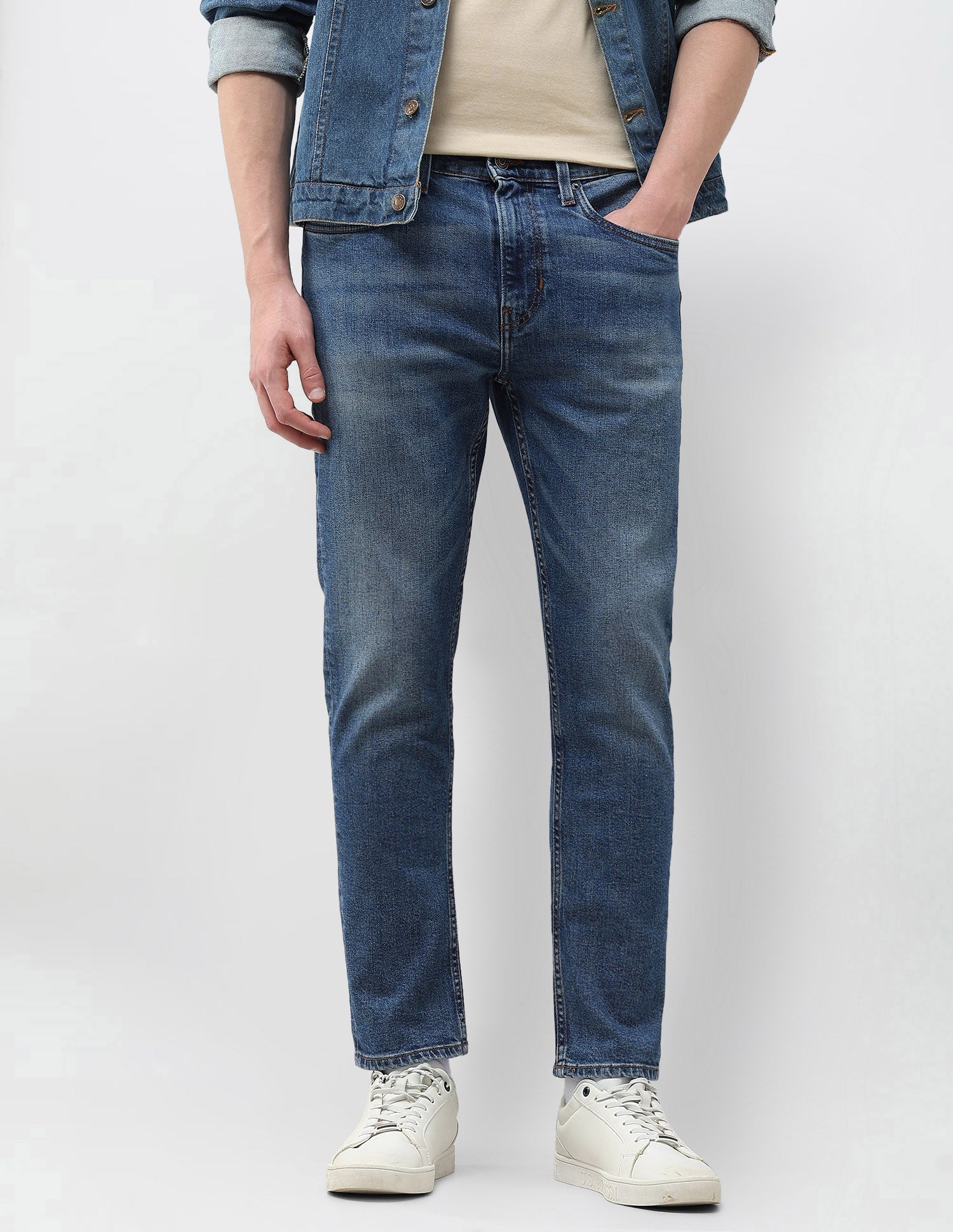 Cole Comfort Cropped Fit Blue Jeans