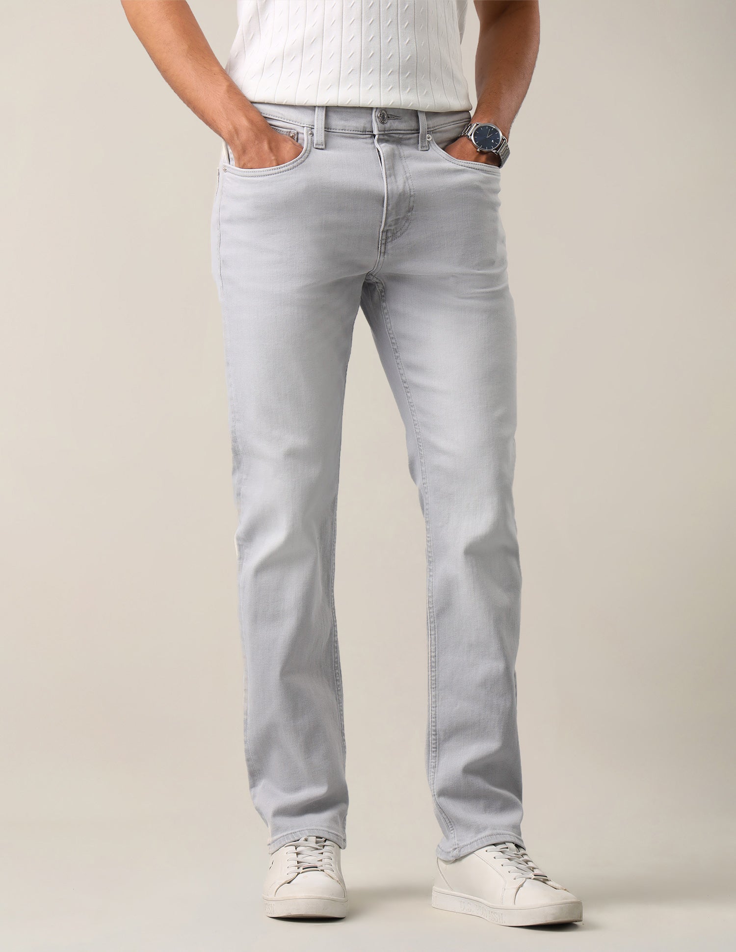 Harold Slim Straight Fit Grey Jeans Grey - U.S. Polo Assn. India | Large