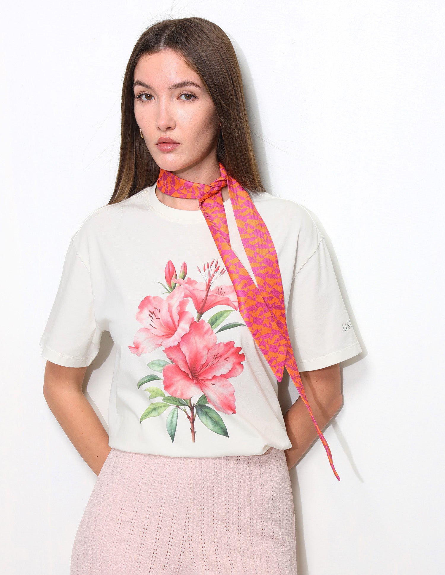 Floral Printed Boxy Fit Crew Neck T-Shirt