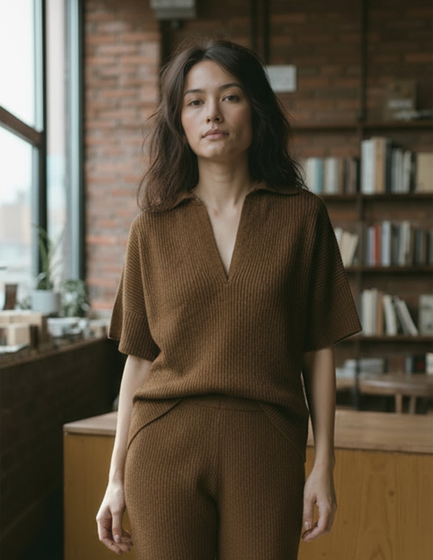 Ribbed Relaxed Fit Polo Shirt