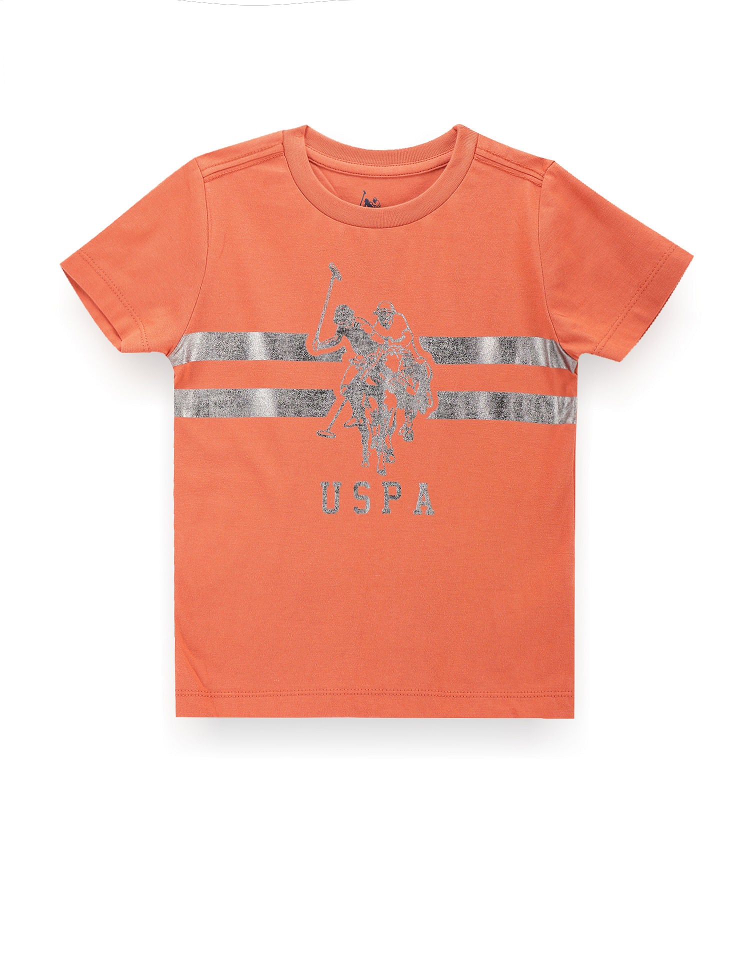Boys Metallic Brand Print Cotton T-Shirt