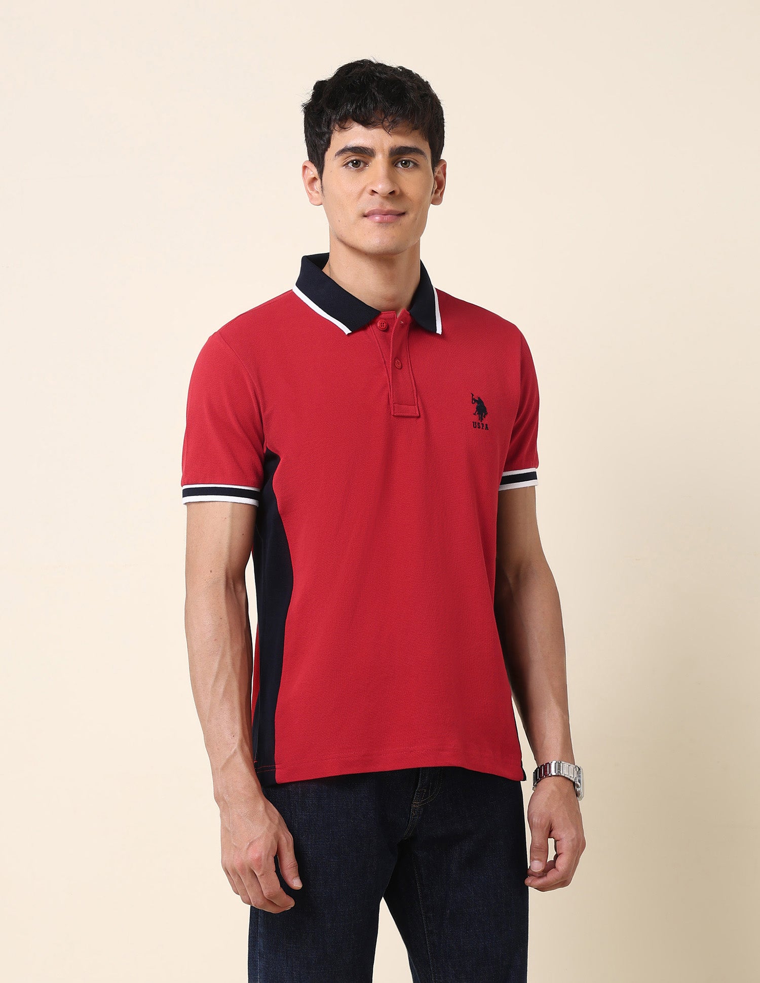 Pure Cotton Classic Polo Shirt Red - U.S. Polo Assn. India | Large
