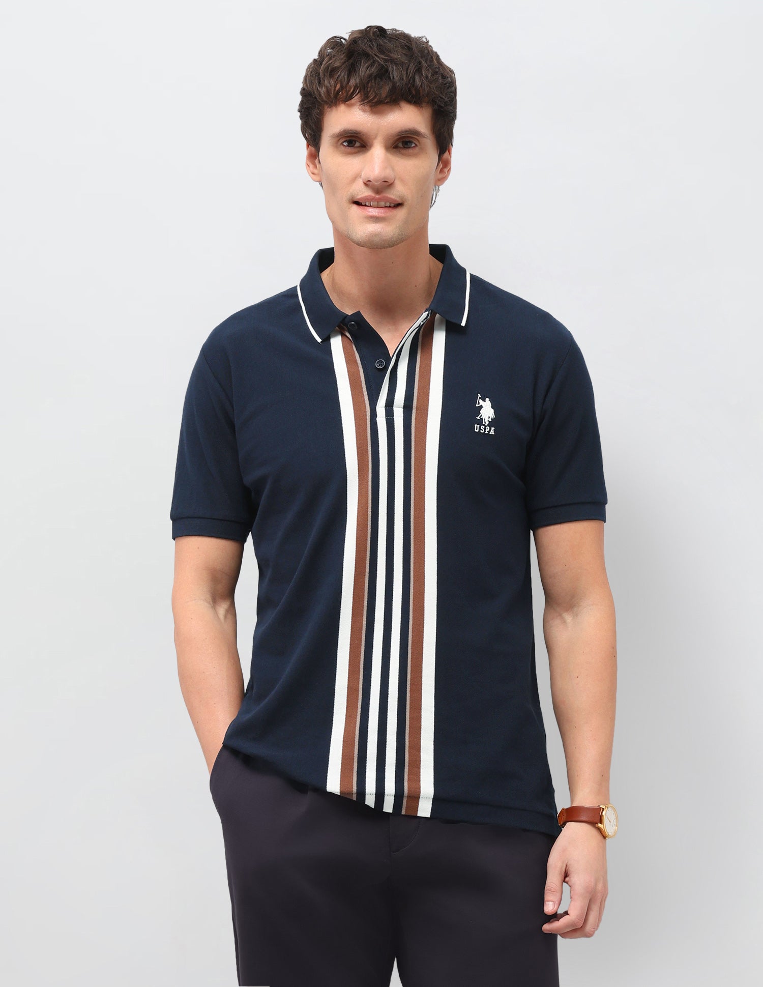 Vertical Striped Slim Fit Polo Shirt
