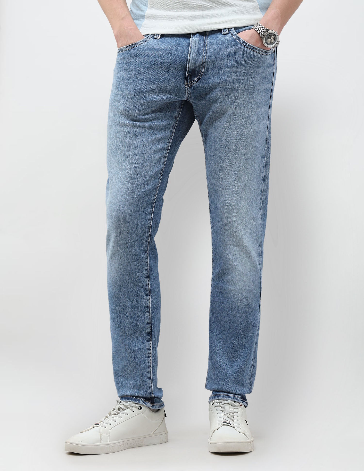 Brandon Slim Tapered Fit Blue Jeans Blue - U.S. Polo Assn. India | Large