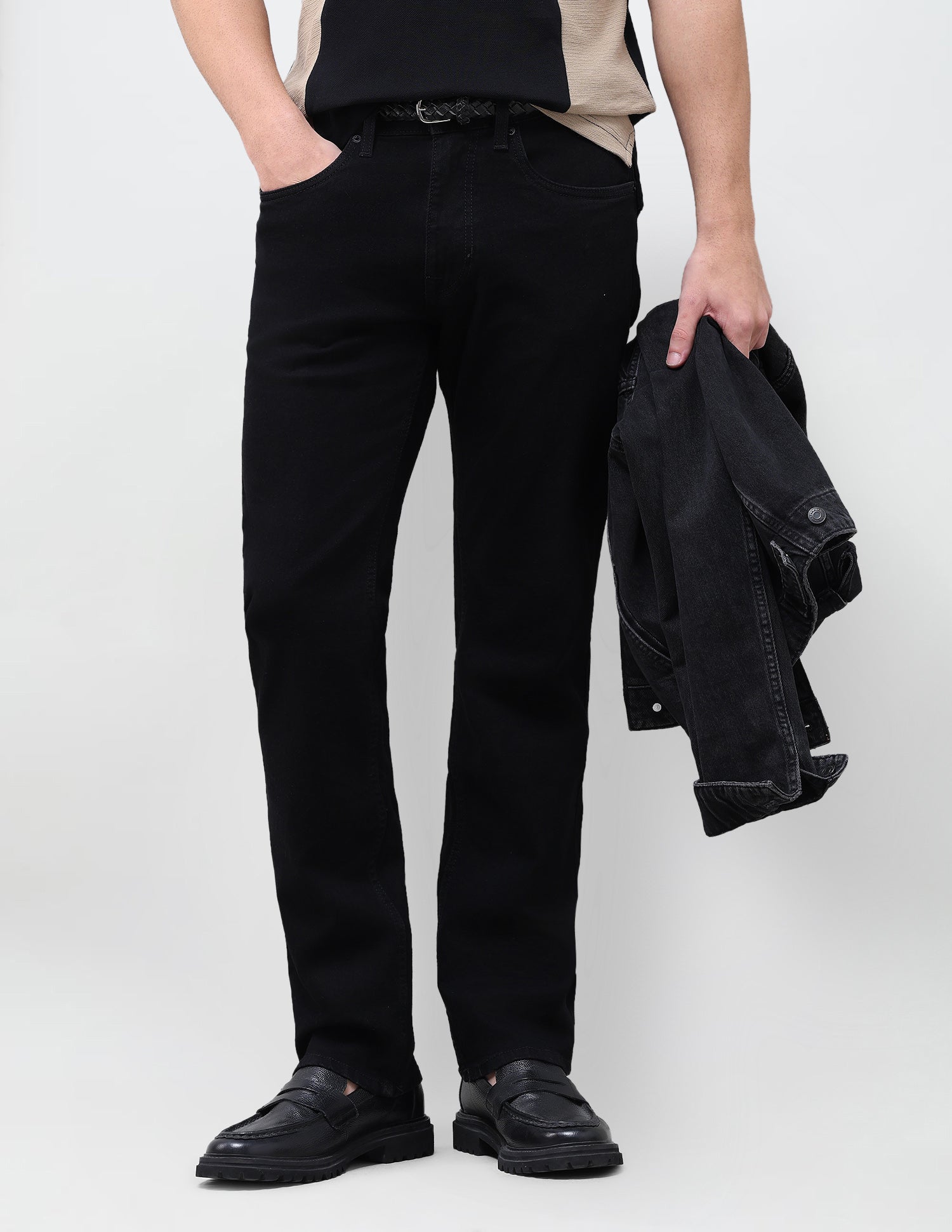 Solid Slim Straight Fit Jeans Black - U.S. Polo Assn. India | Large