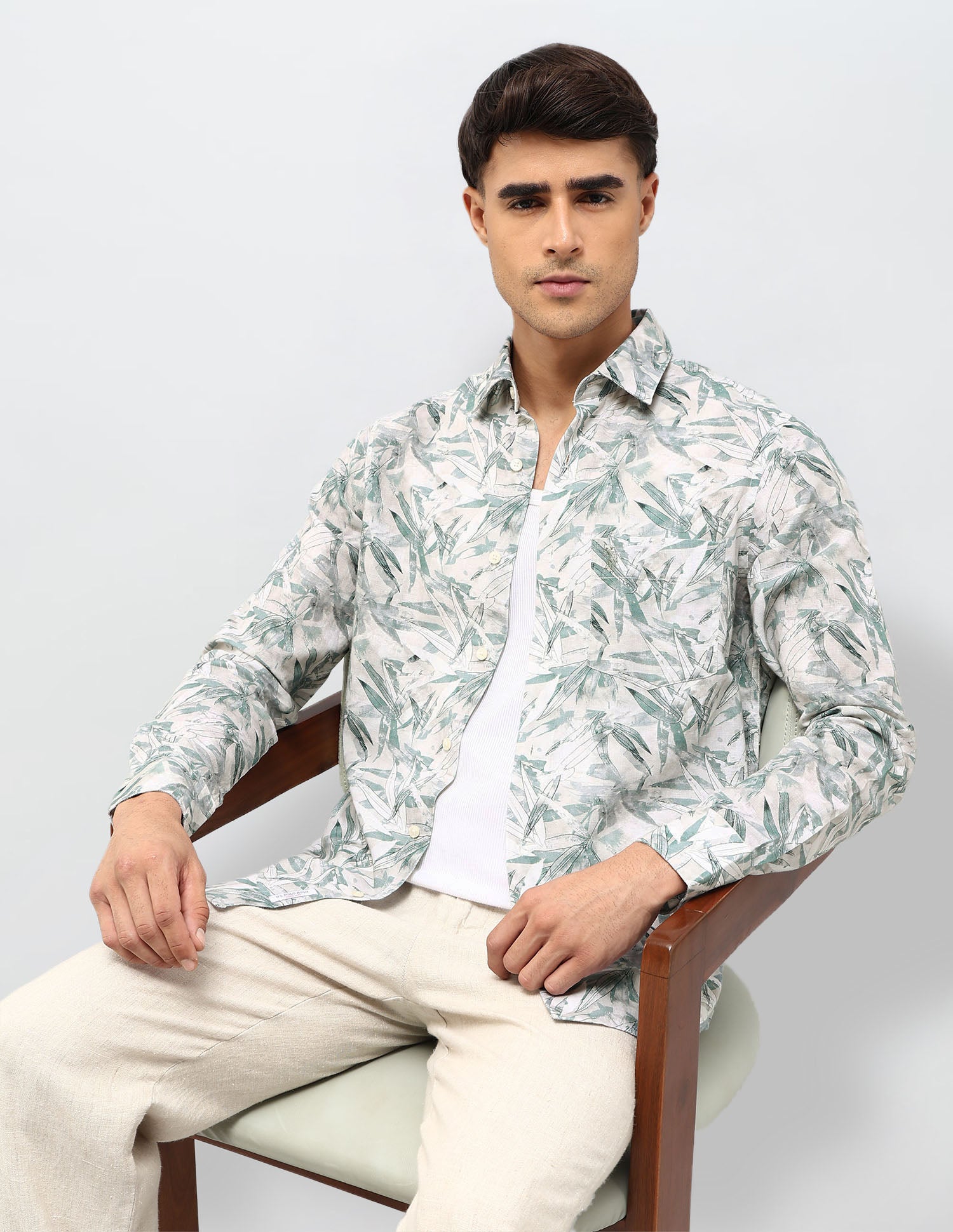 Tropical Printed Tailored Fit shirt Green - U.S. POLO ASSN. | Large