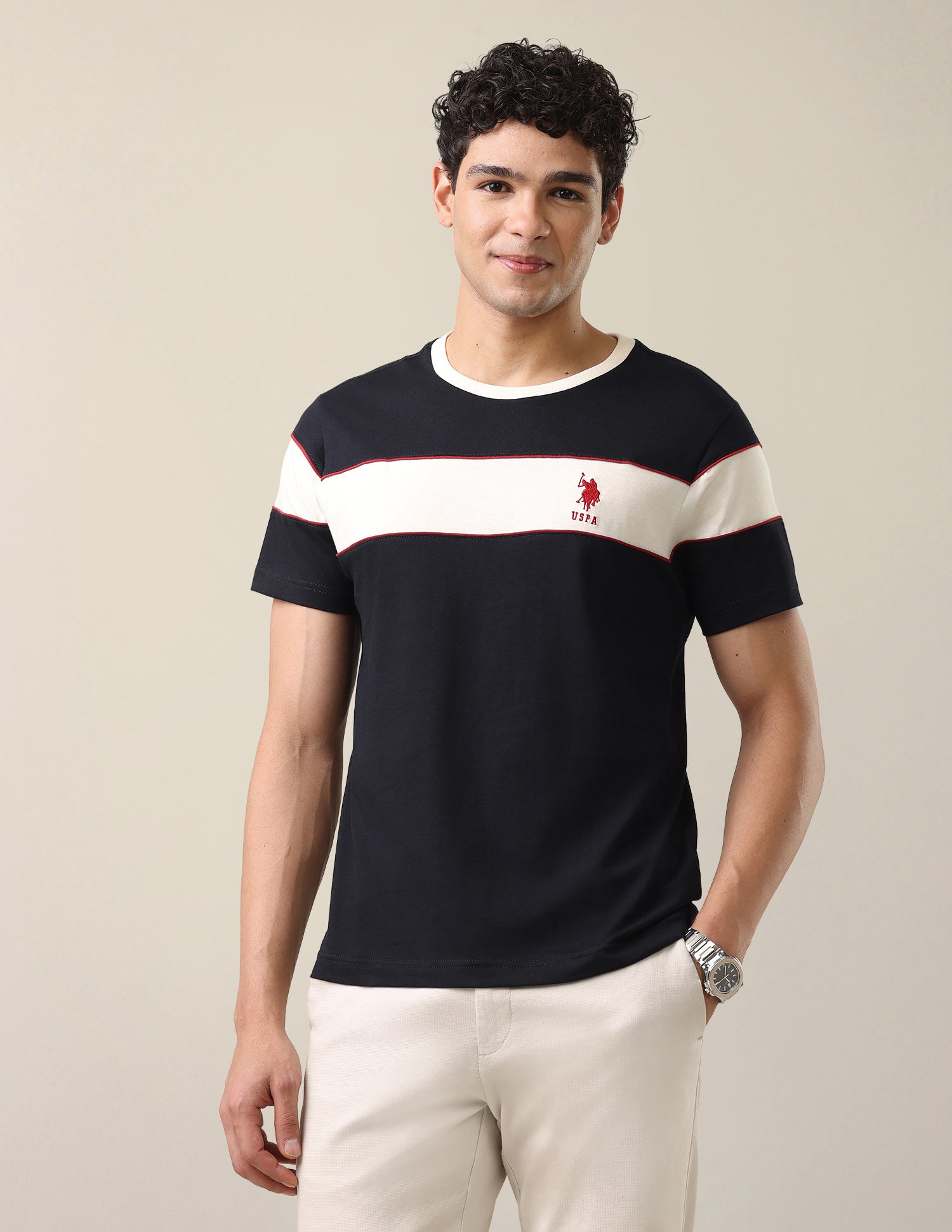 Solid Regular Fit T-Shirt Navy - U.S. Polo Assn. India | Large