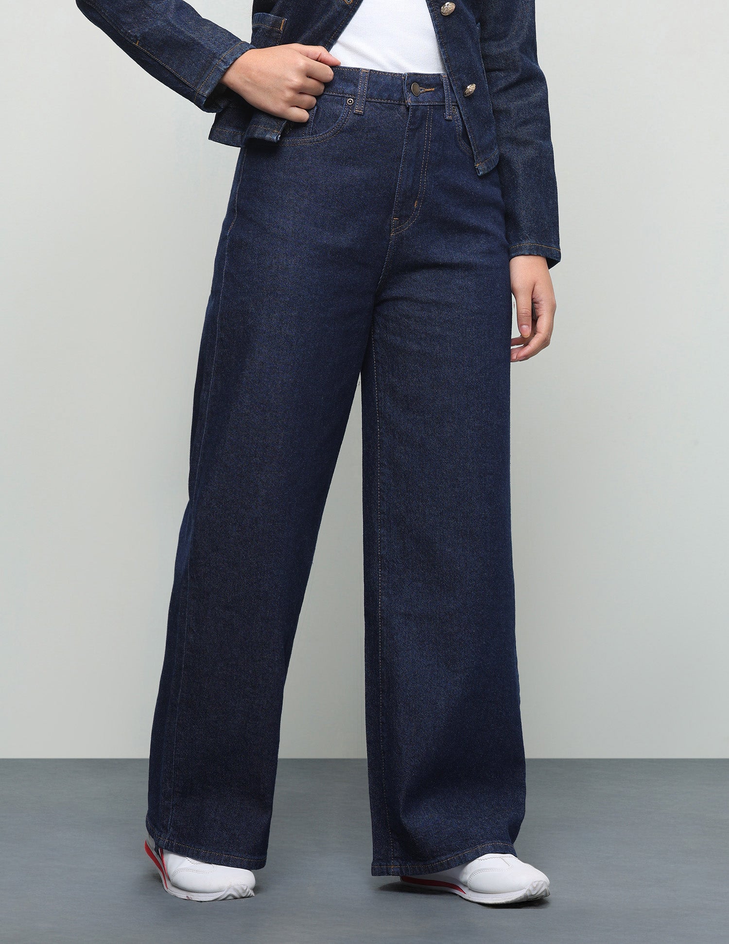 Rinsed Wide Leg Fit Jeans Dark Blue - U.S. Polo Assn. India | Large