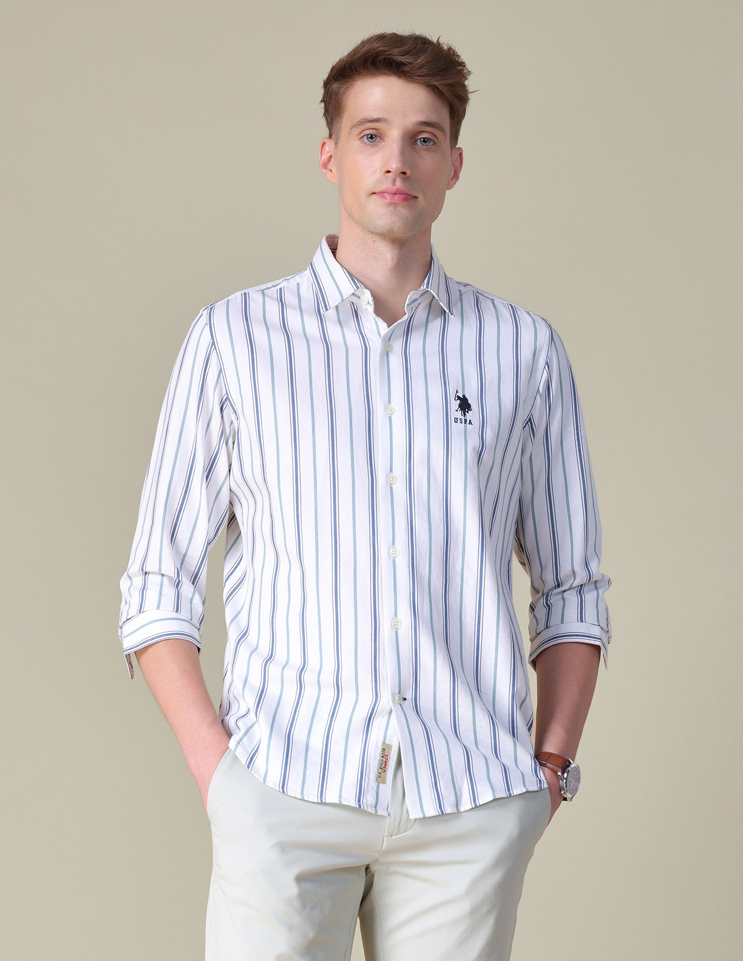 Vertical Striped Twill Shirt