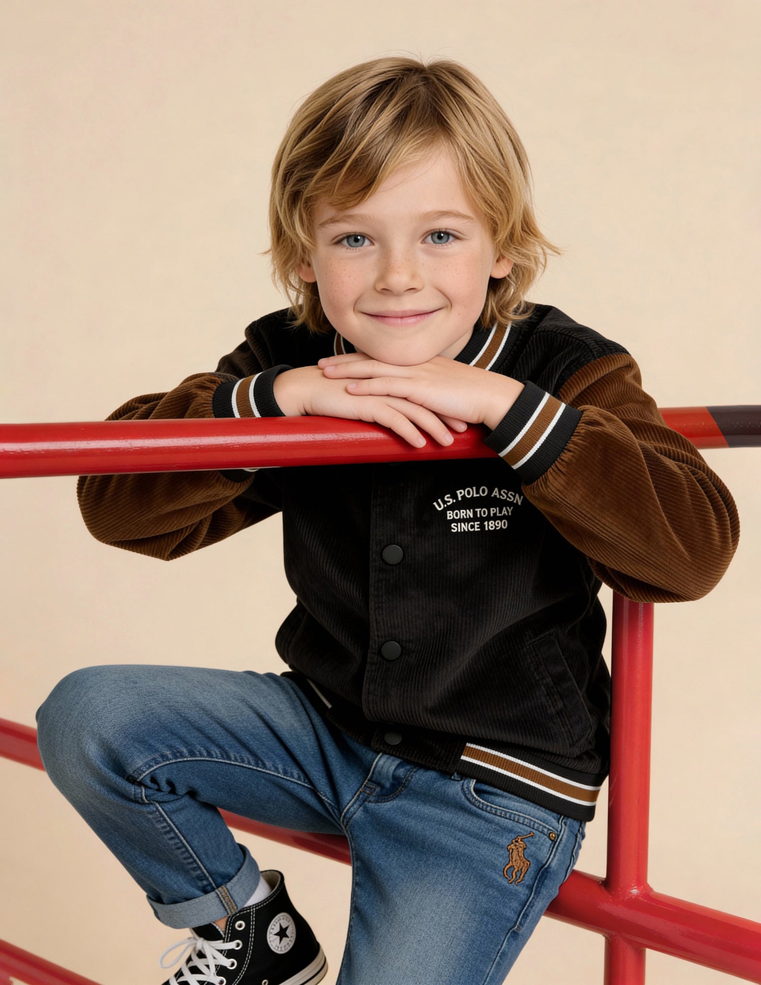 Boys Solid Regular Fit Varsity Jacket