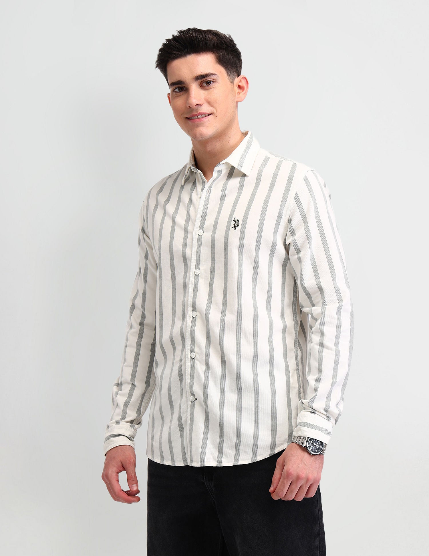 Vertical Striped Corduroy Shirt