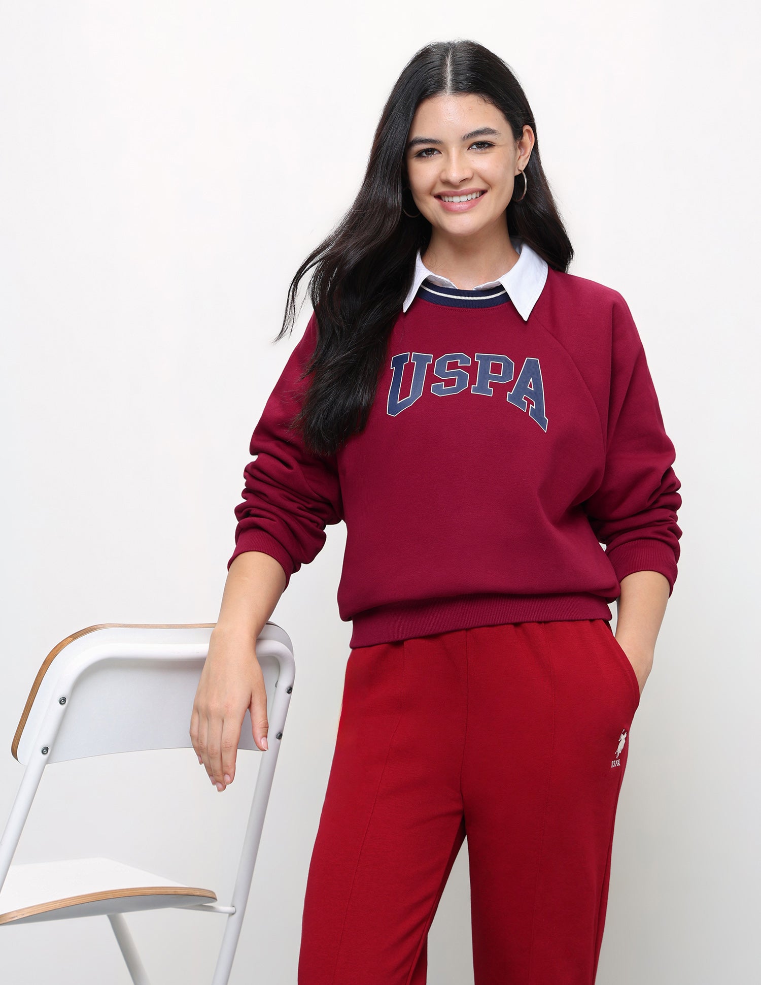 Brand Printed Oversized Fit Sweatshirt Red - U.S. Polo Assn. India | Large