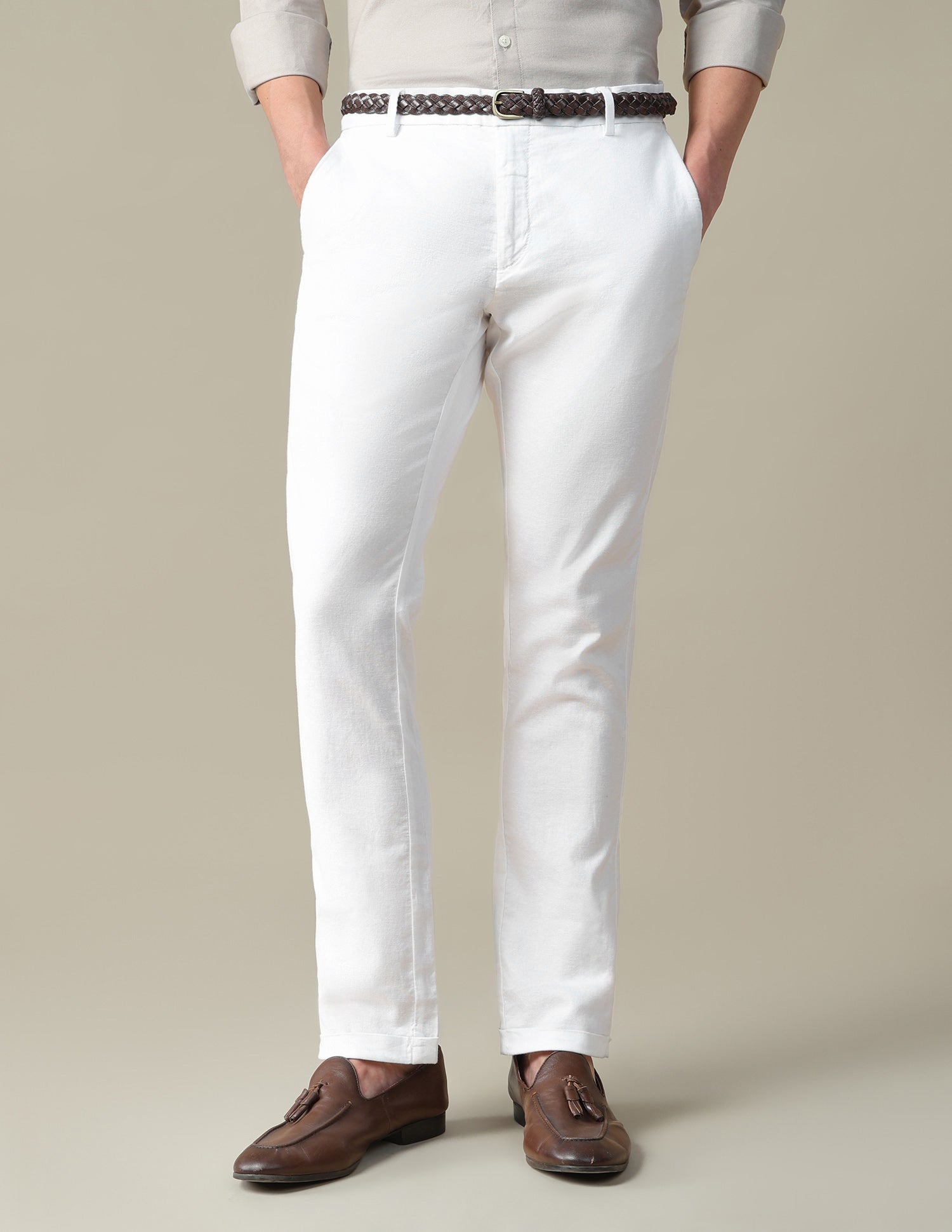 Mid Rise Denver Slim Fit Trousers White - U.S. Polo Assn. India | Large