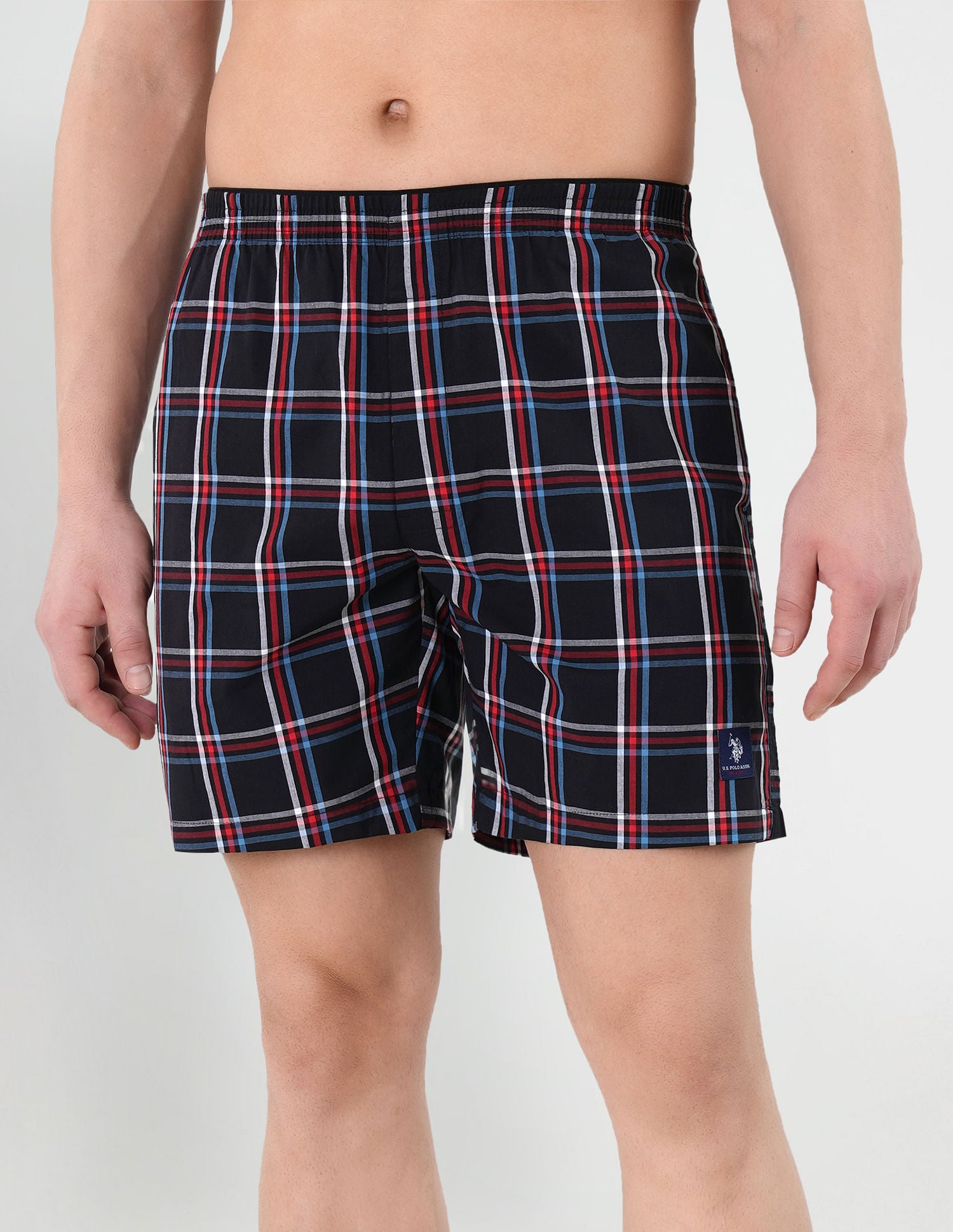 Buy Men Checkered Cotton Twill EX002 Boxers - Pack Of 1 Black|U.S. Polo ...