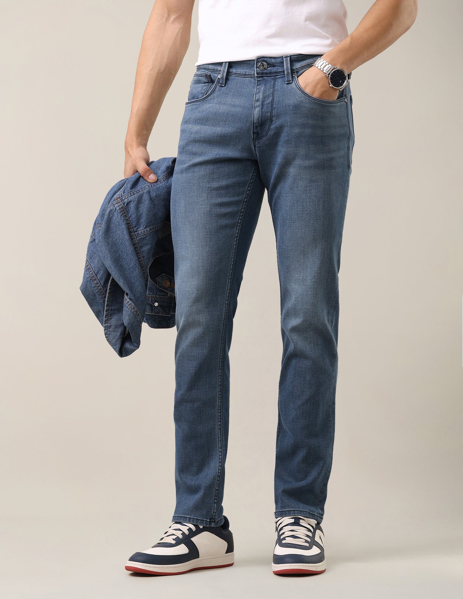 Brandon Slim-Tapered Fit Blue Jeans Mid Blue - U.S. Polo Assn. India | Large