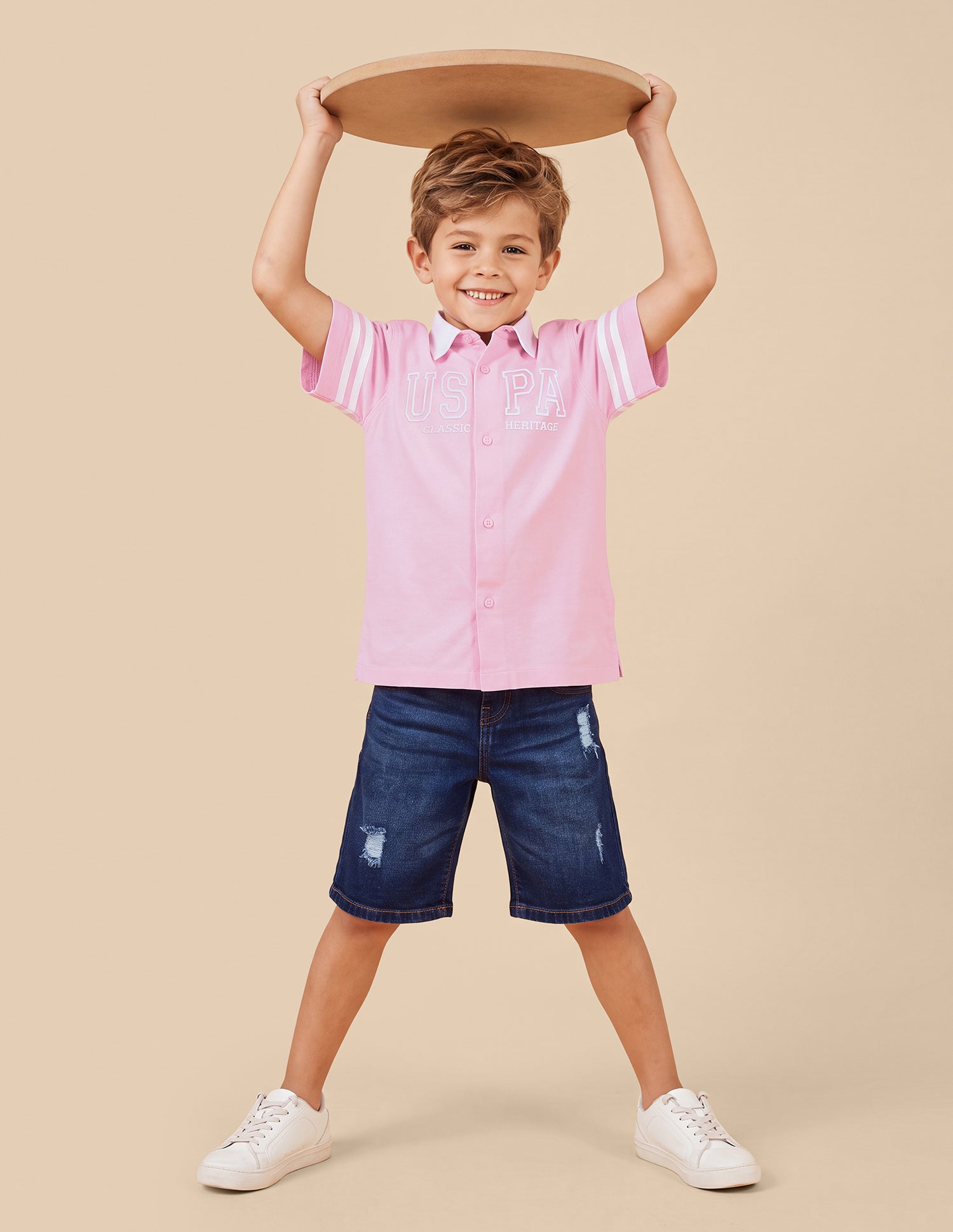 Brand Printed Boxy Fit Shirt Pink - U.S. Polo Assn. India | Large