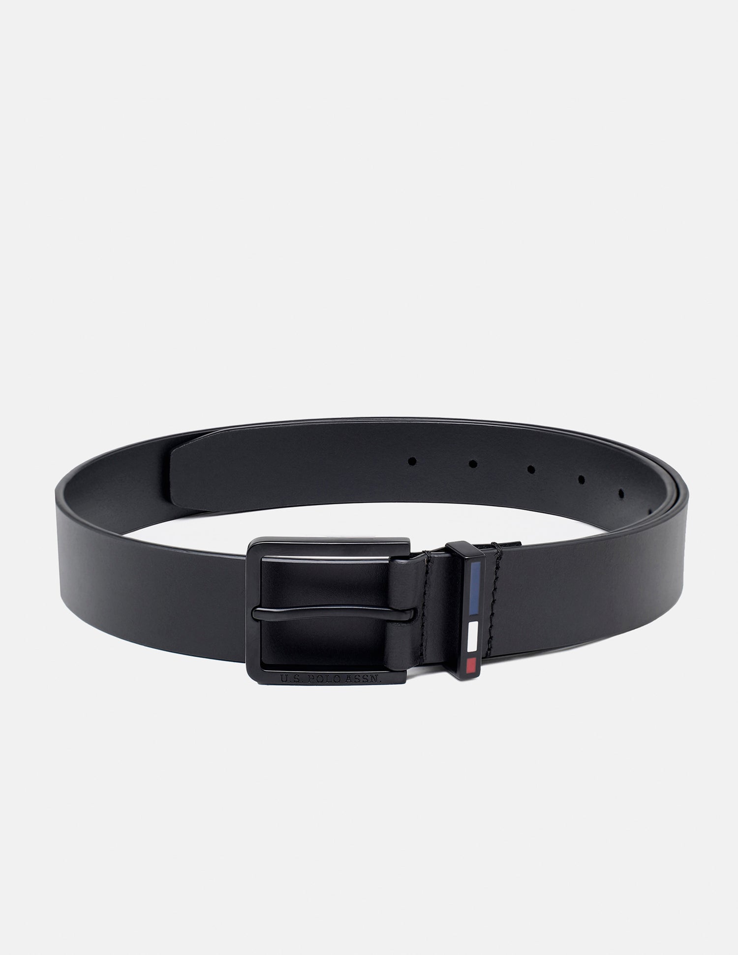 Men Black Trento Solid Leather Belt