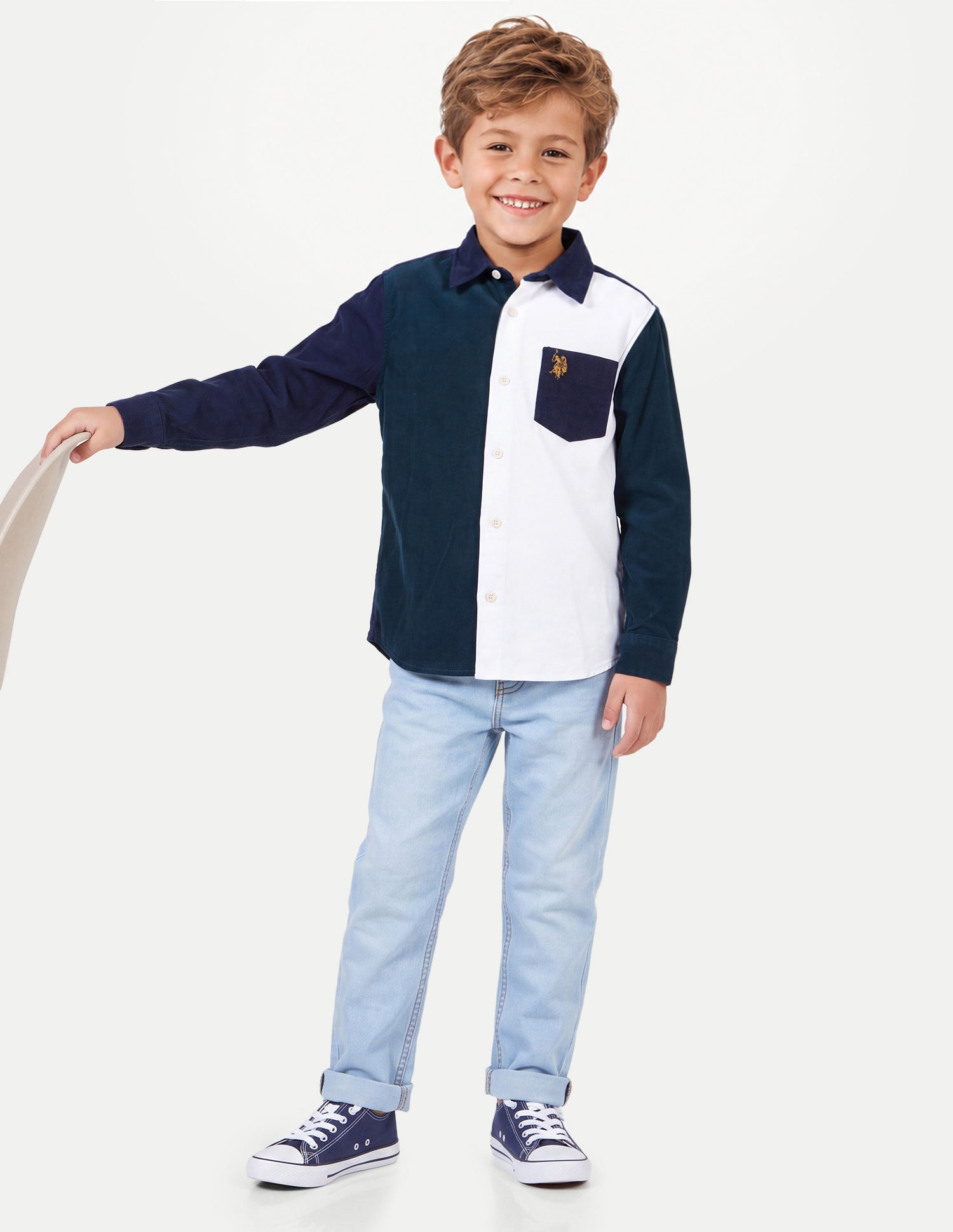 Colourblocked Corduroy Shirt Green - U.S. Polo Assn. India | Large