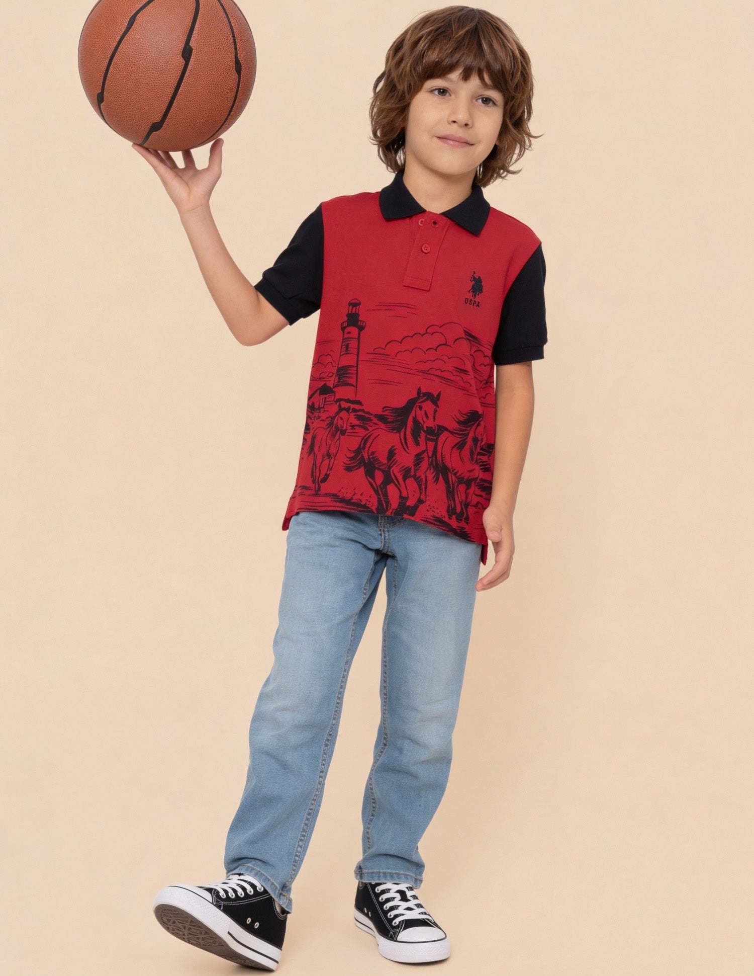 Graphic Printed Regular Fit Polo Shirt