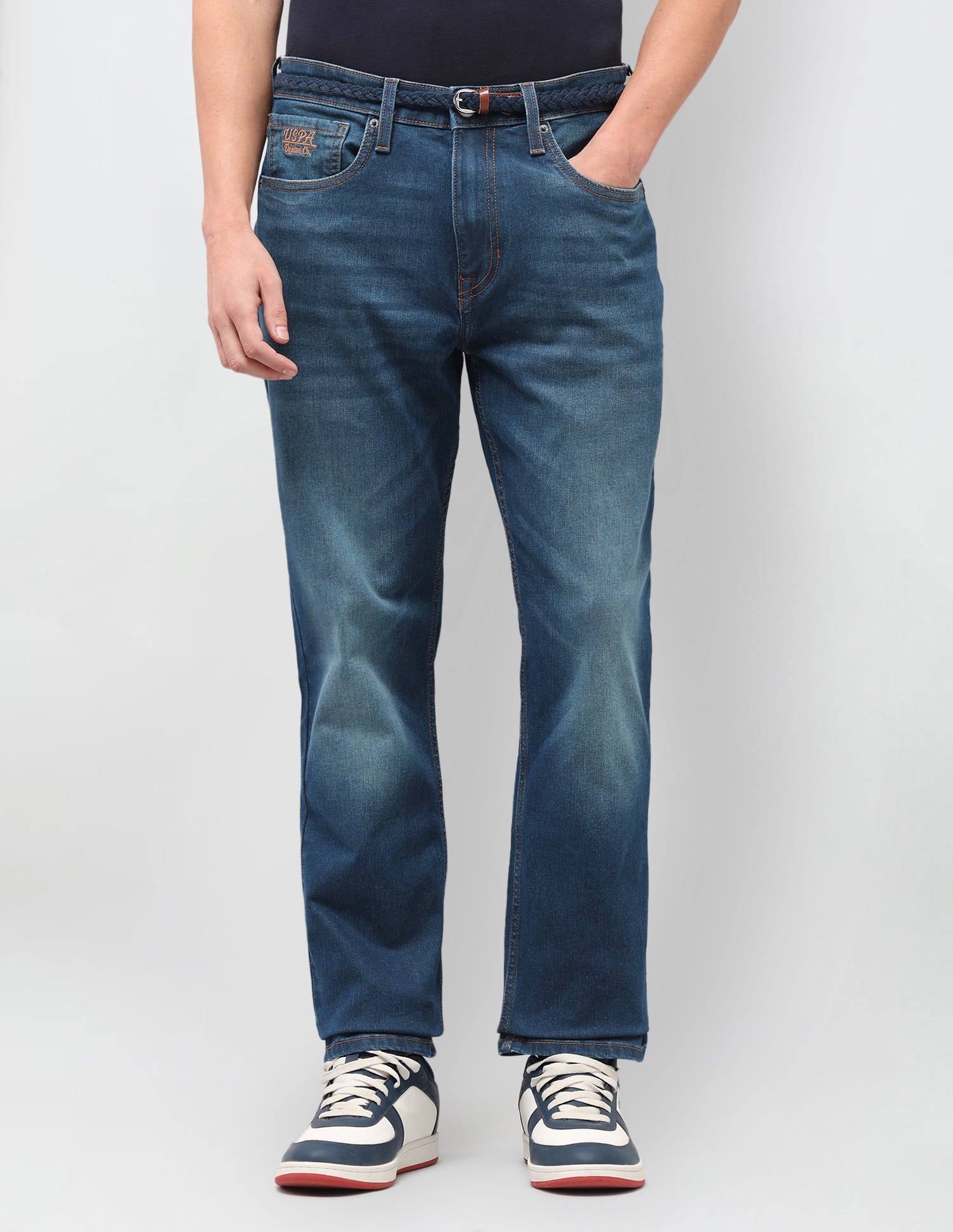 Solid Slim Fit Jeans Blue - U.S. Polo Assn. India | Large