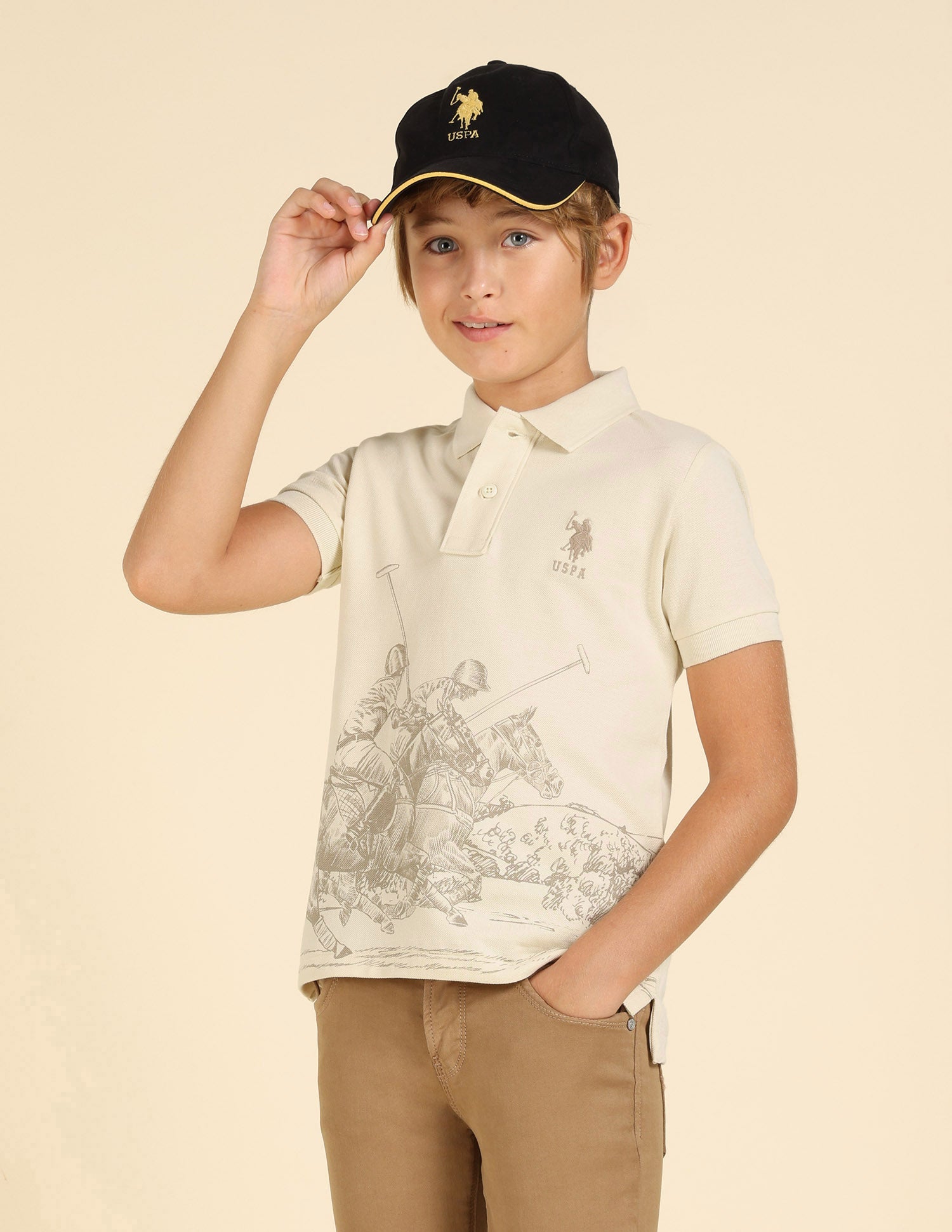 Boys Graphic Printed Regular Fit Polo Shirt