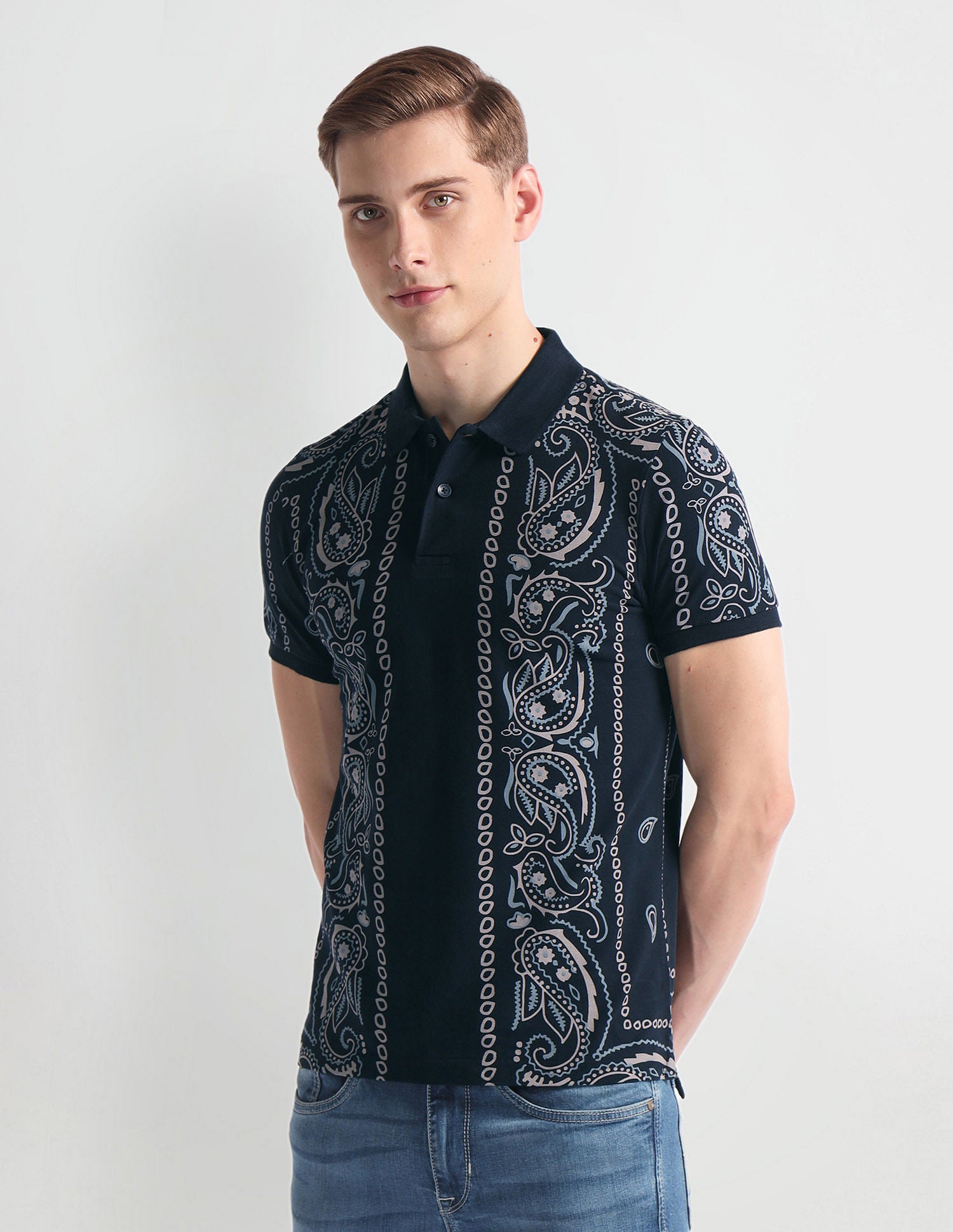 Muscle Fit Paisley Polo Shirt