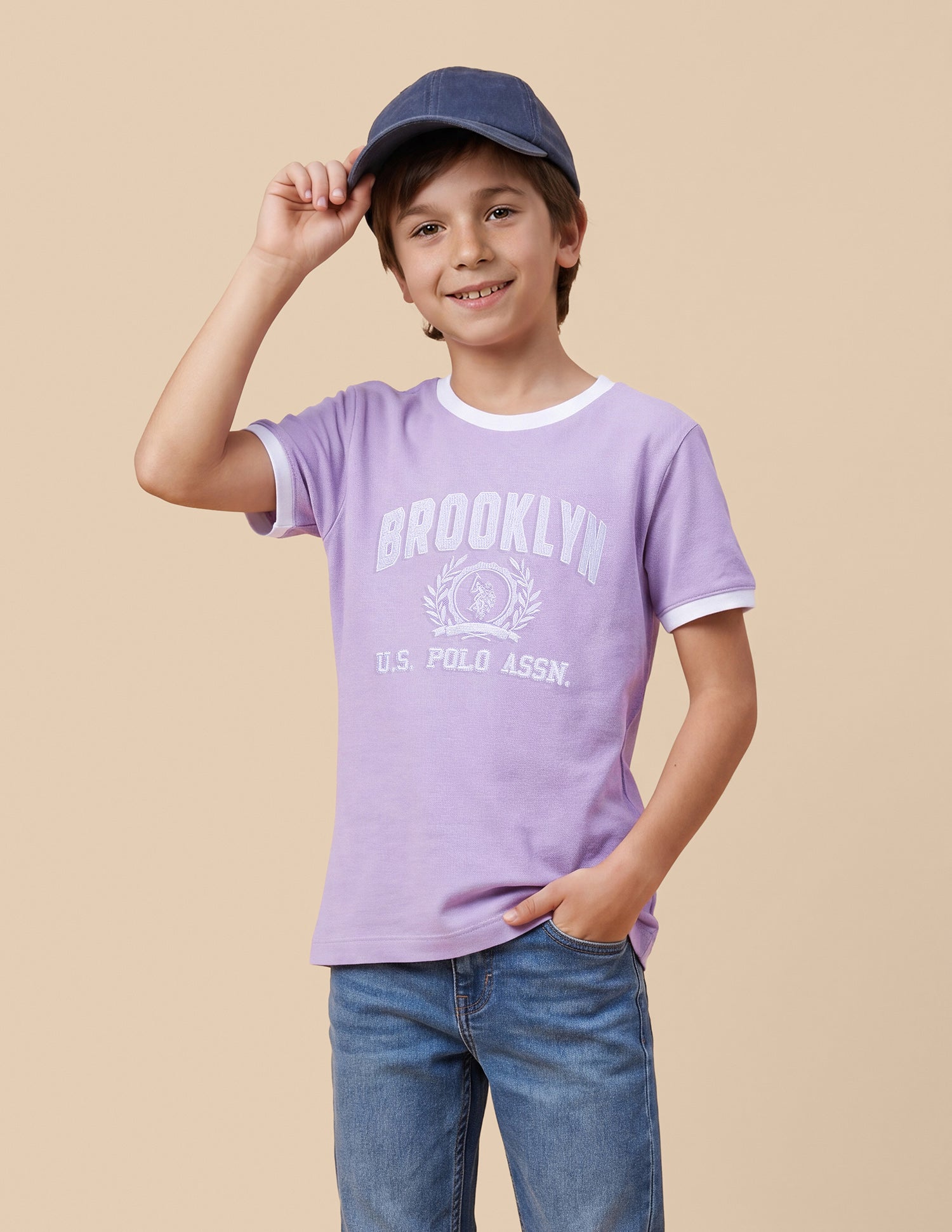 Typographic Brand Printed Regular Fit T-Shirt Purple - U.S. Polo Assn. India | Large
