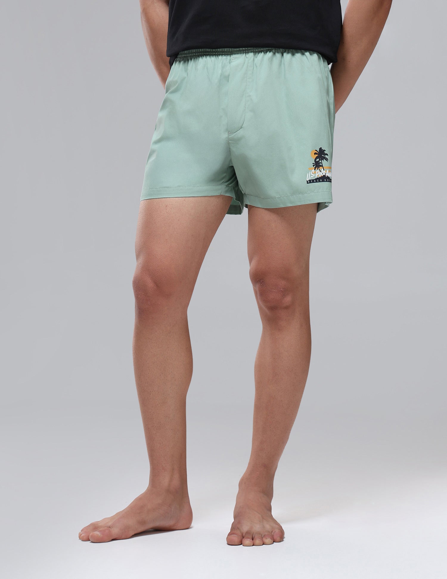 Pure Cotton Mid Rise OEX14 Boxers - Pack Of 1 Granite Green - U.S. Polo Assn. India | Large