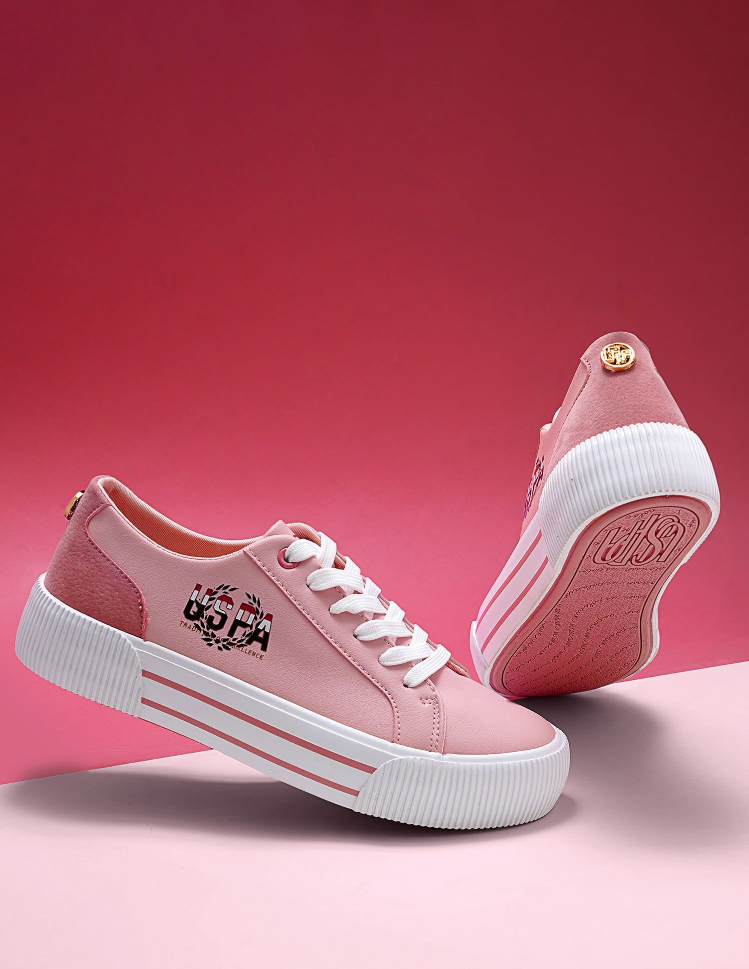 Women Hollie Colour Block Sneakers Pink - U.S. Polo Assn. India | Large