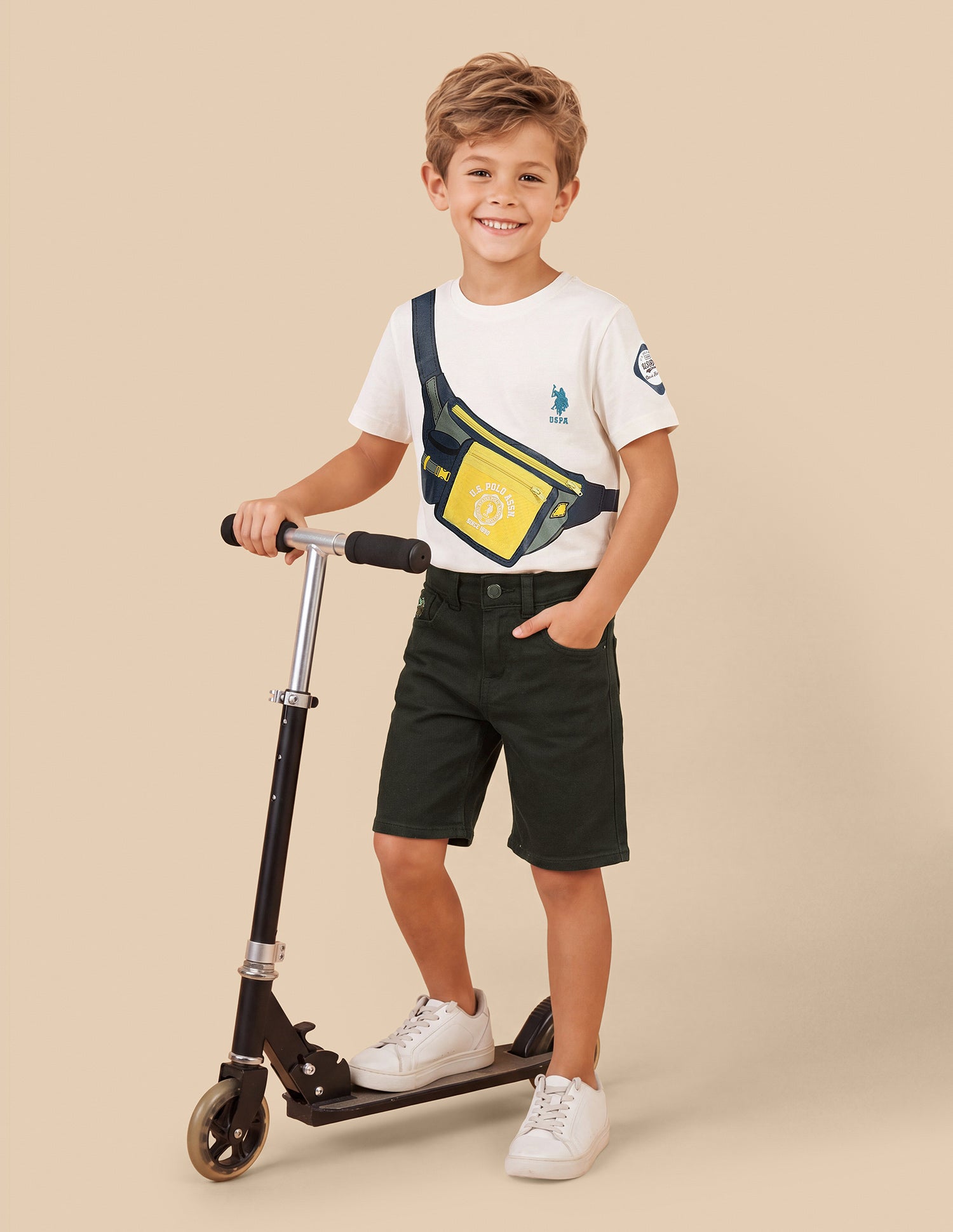 Solid Regular Fit Shorts Dark Green - U.S. Polo Assn. India | Large